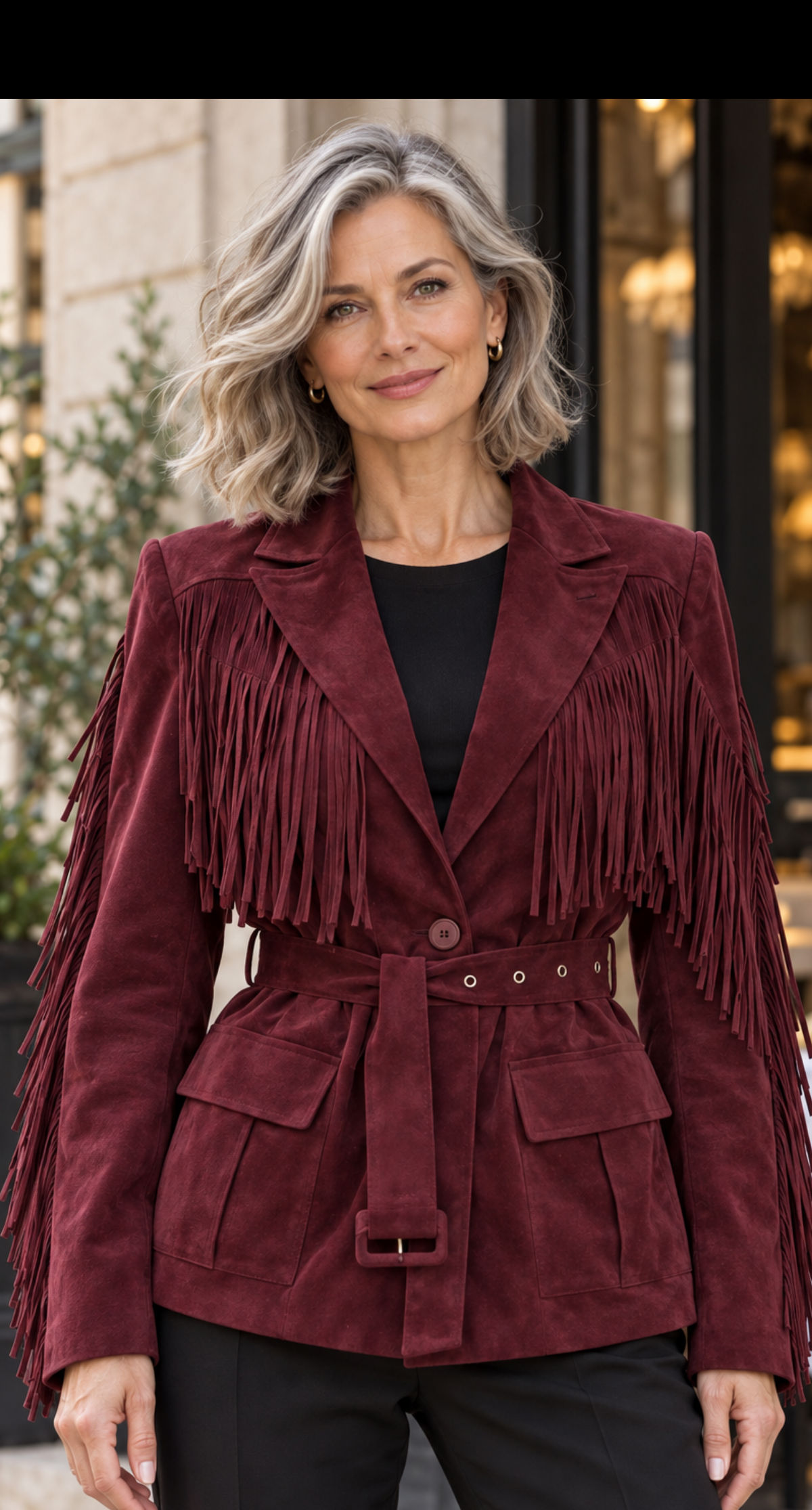 The Siena Fringe Peach Fuzz Jacket