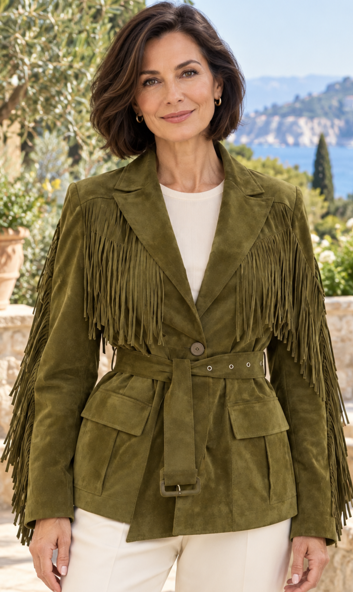 The Siena Fringe Peach Fuzz Jacket