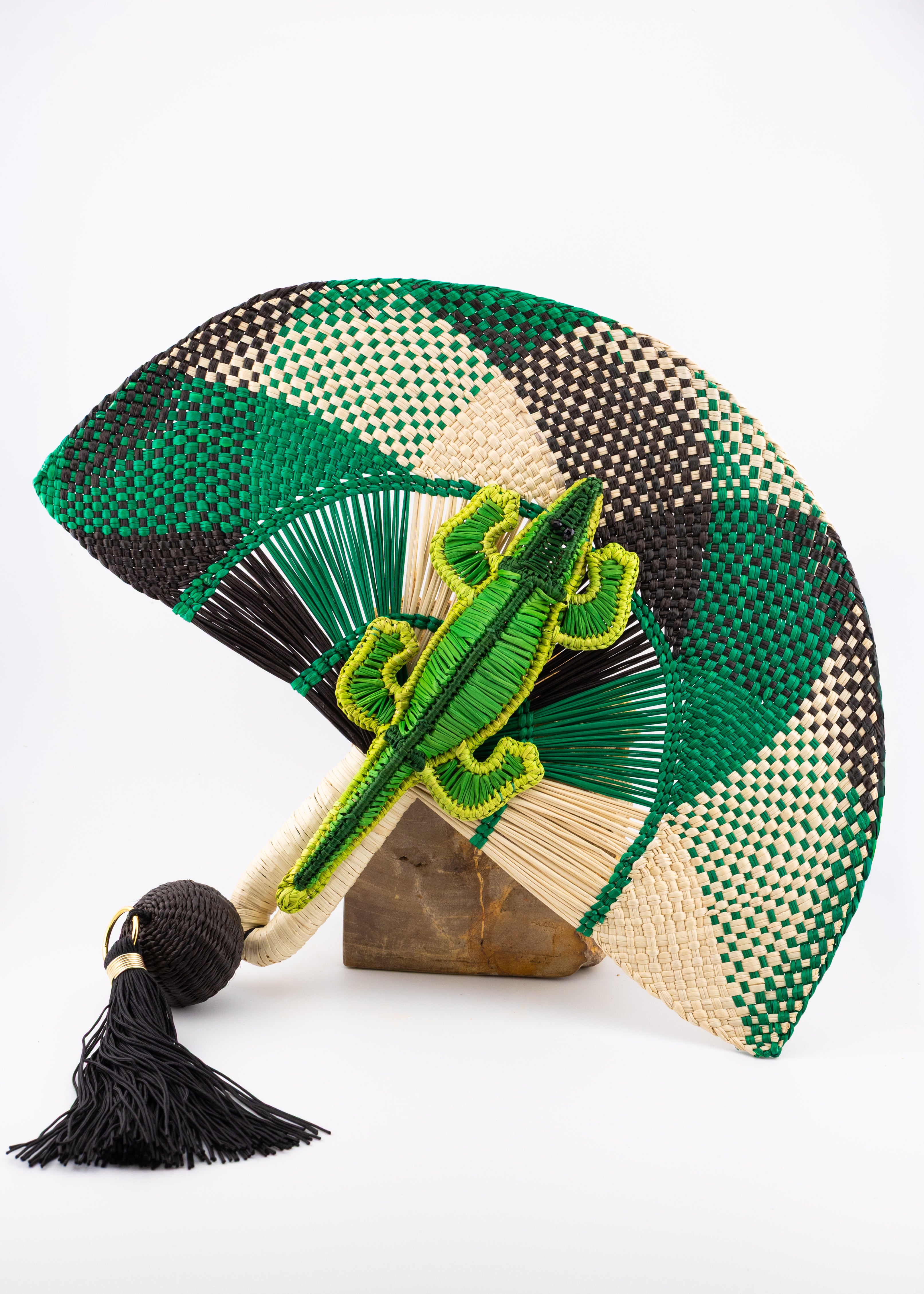 Handwoven Alligator Statement Fan