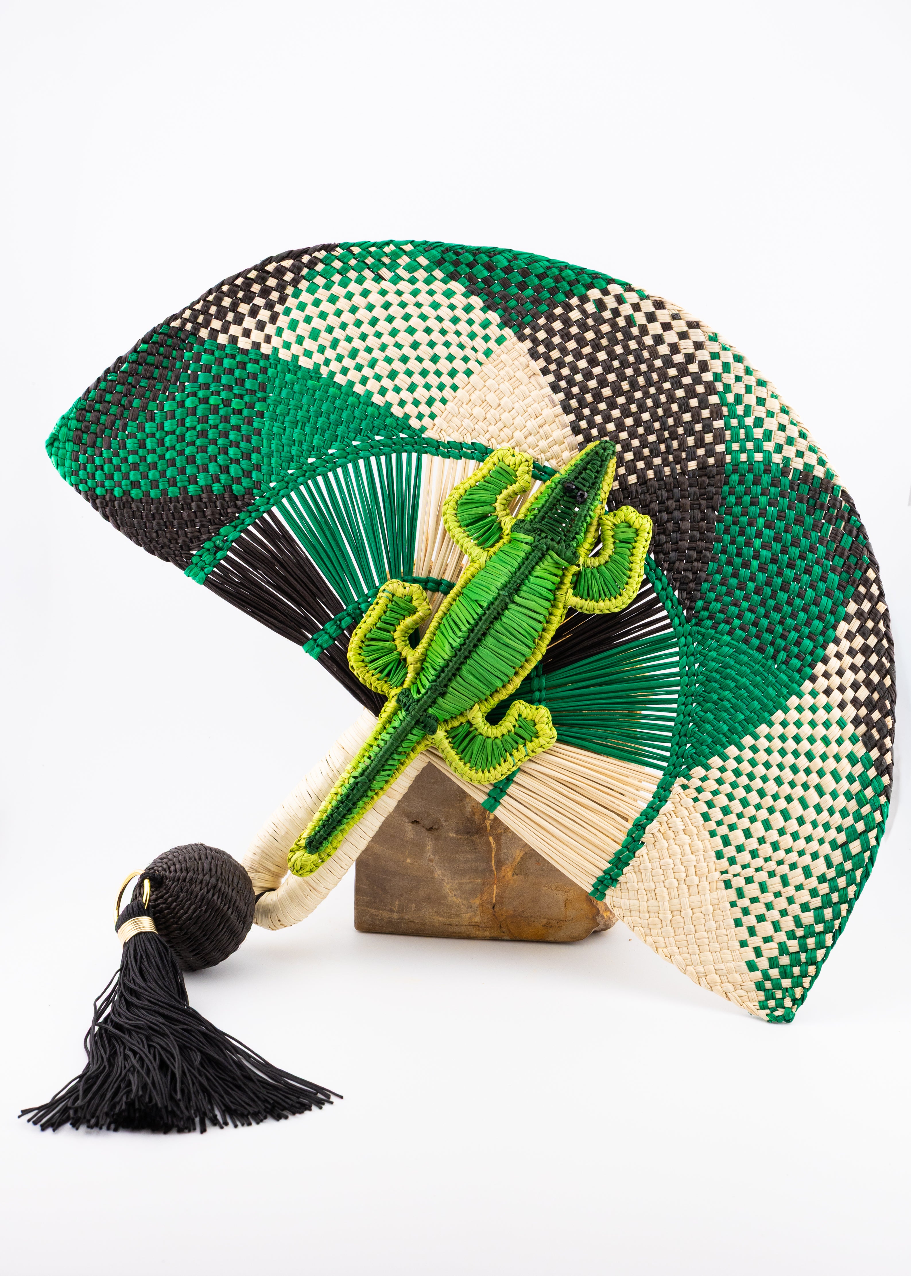 Handwoven Alligator Statement Fan
