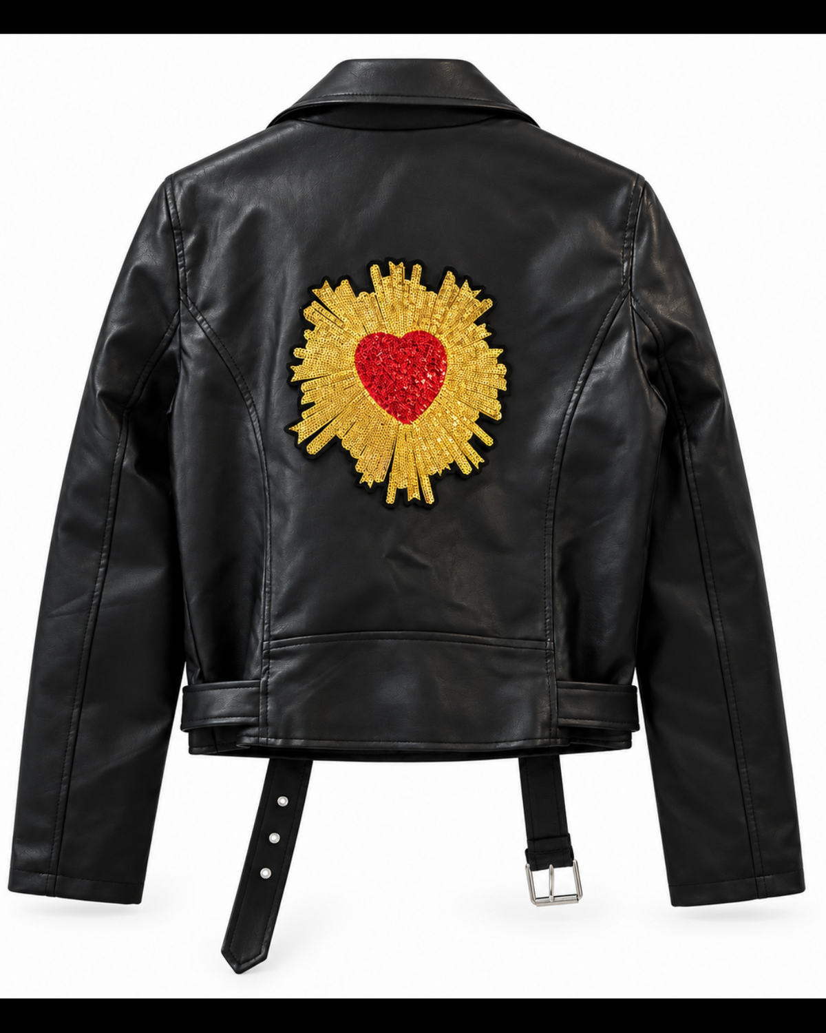 Amore Sacred Heart Moto Jacket — Black