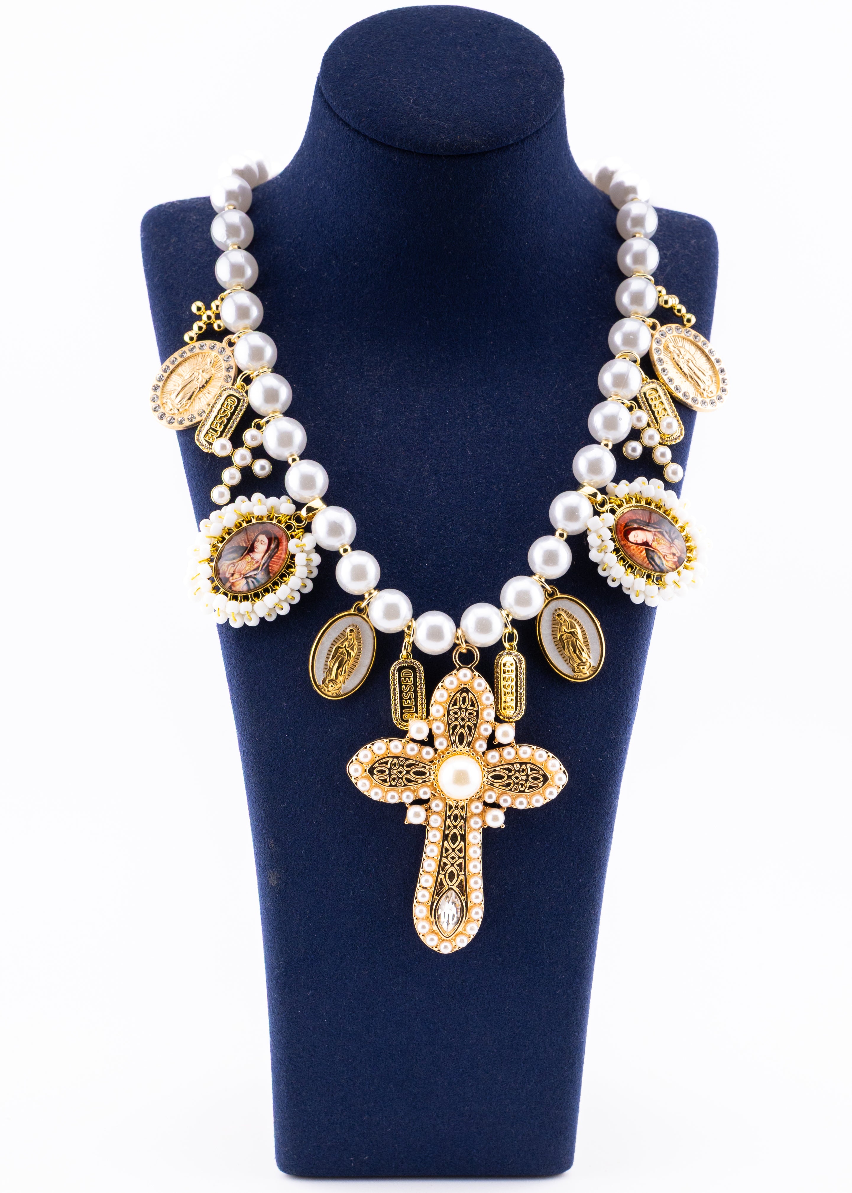 Pearl & Cross Statement Necklace
