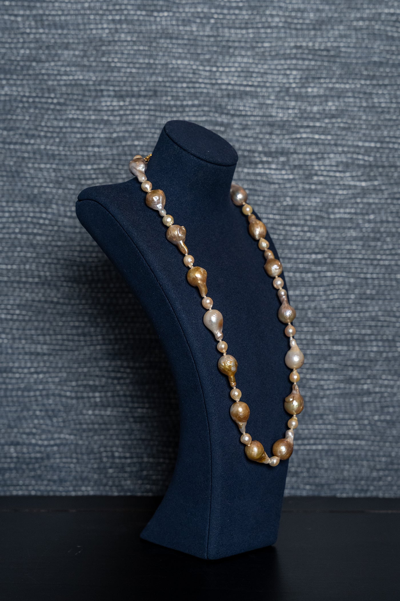 Gold Baroque Pearl Necklace