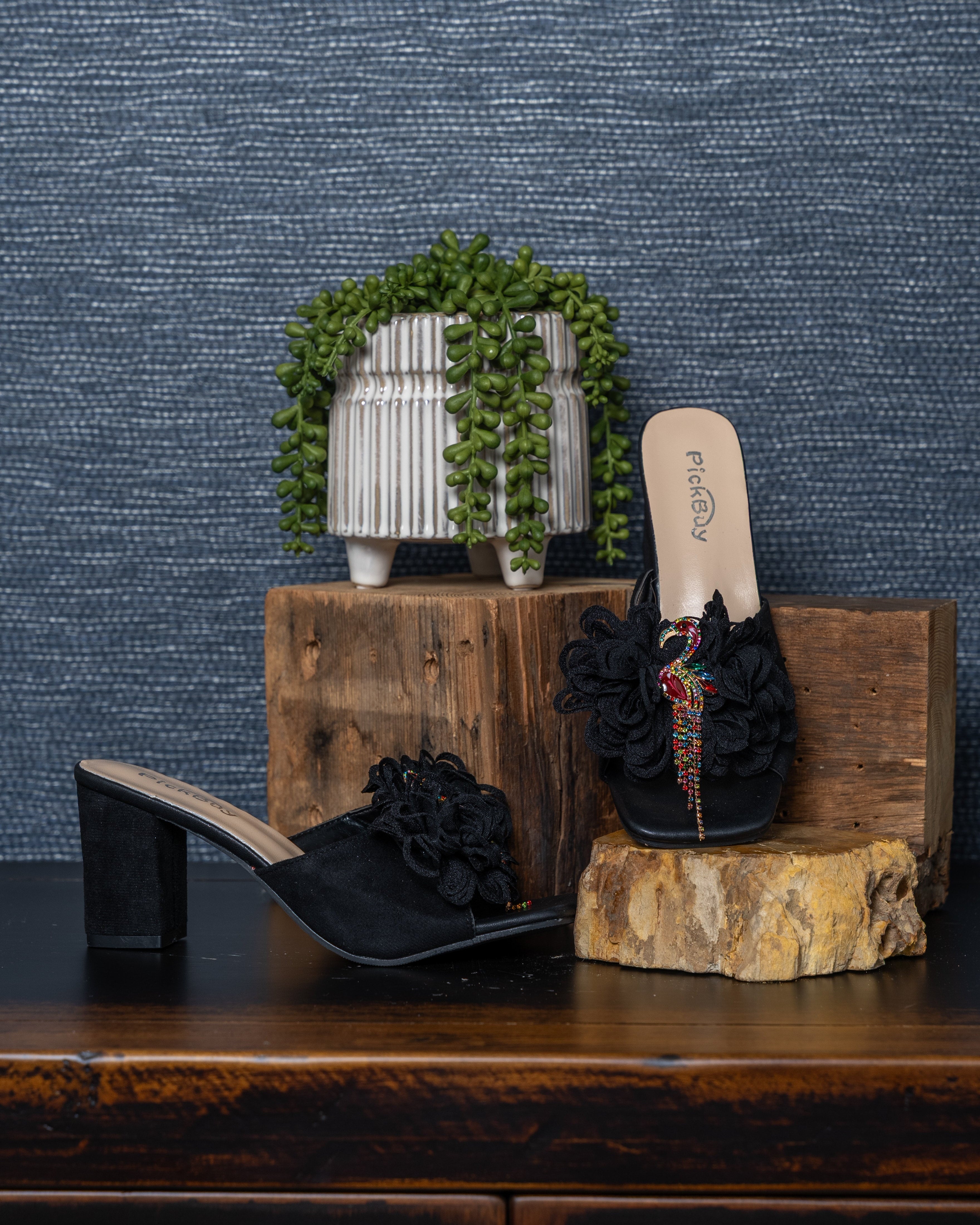 Midnight Bloom Parrot Heels