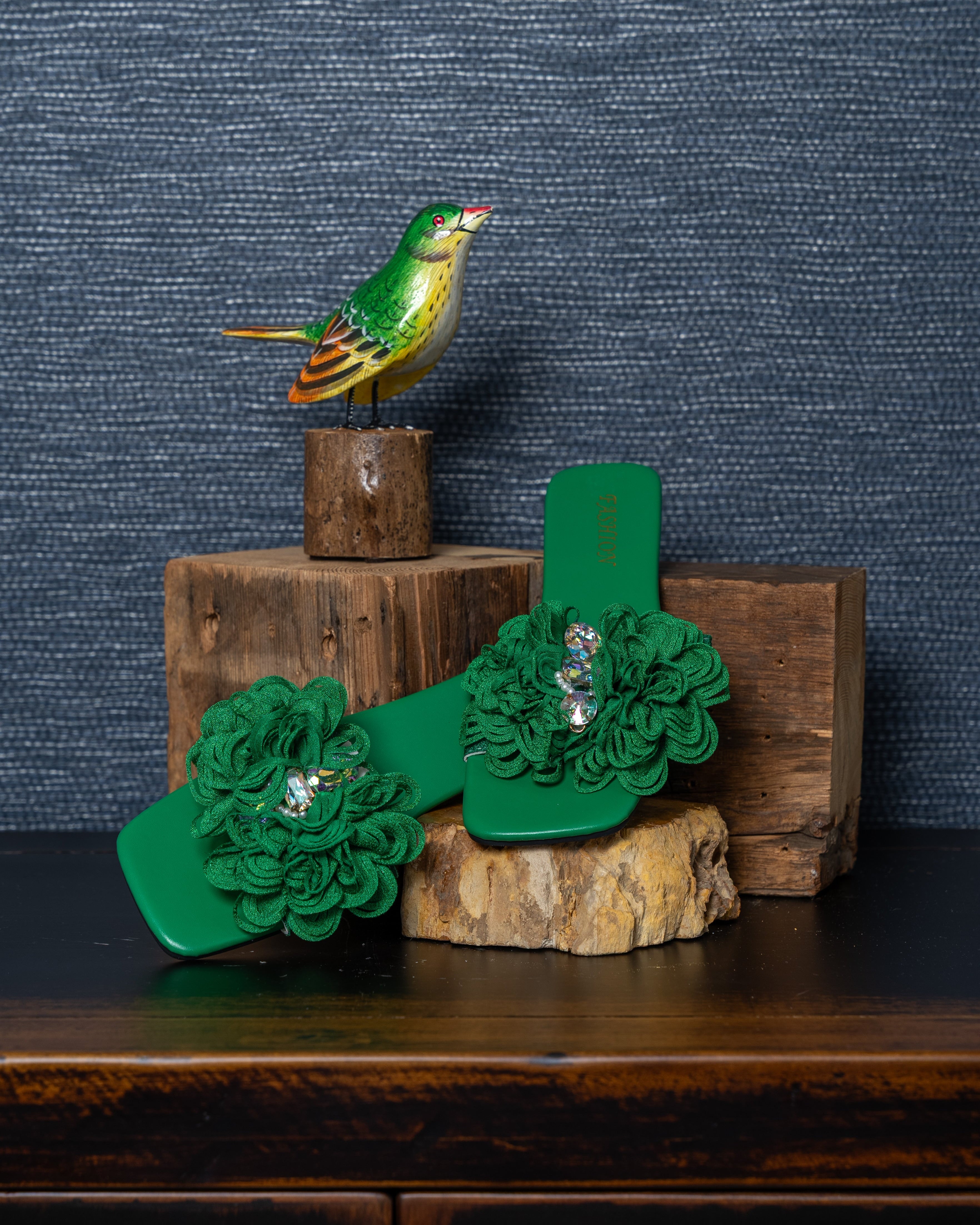 Emerald Blossom Crystal Slides