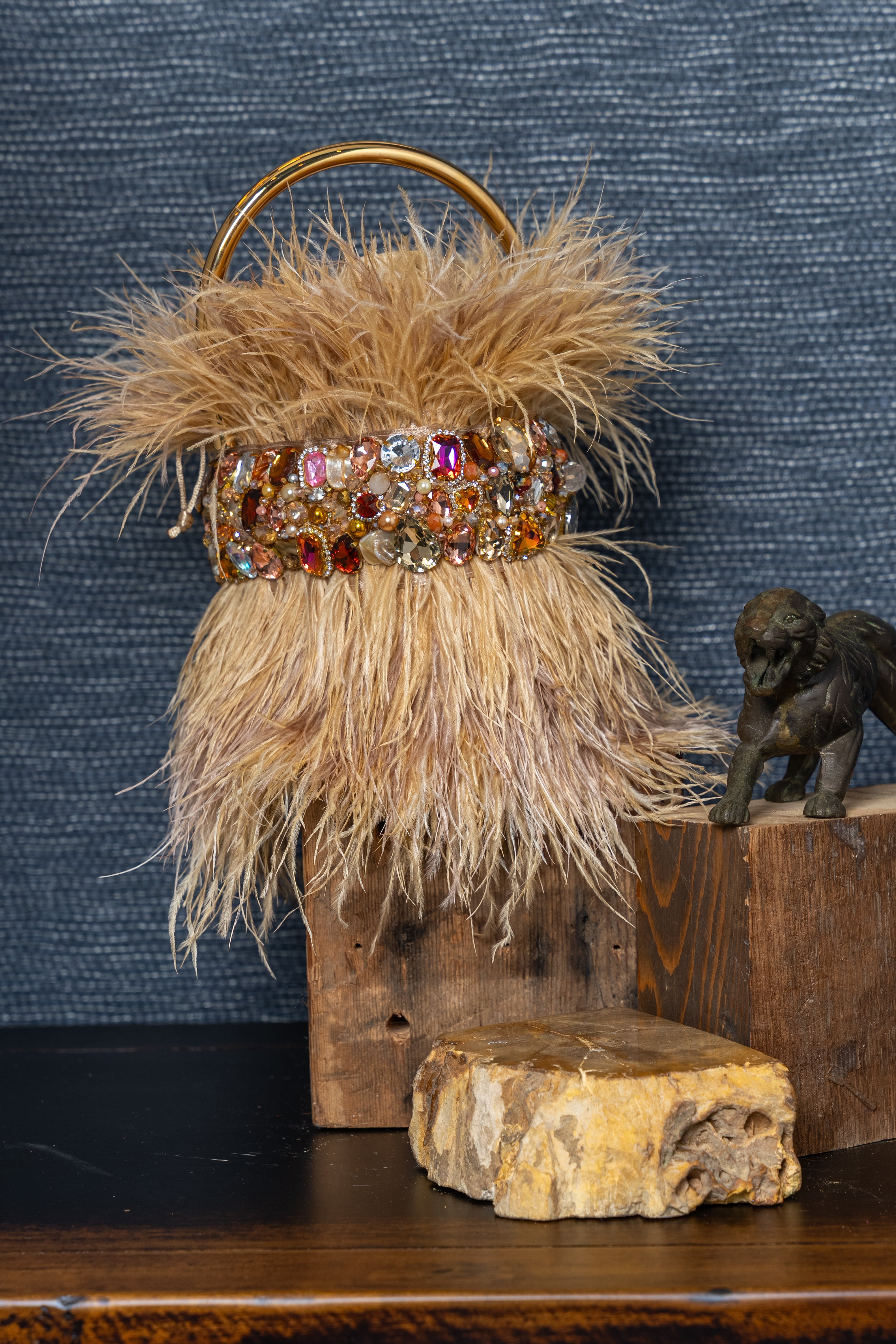 Glamour Feathered Jewel Tote