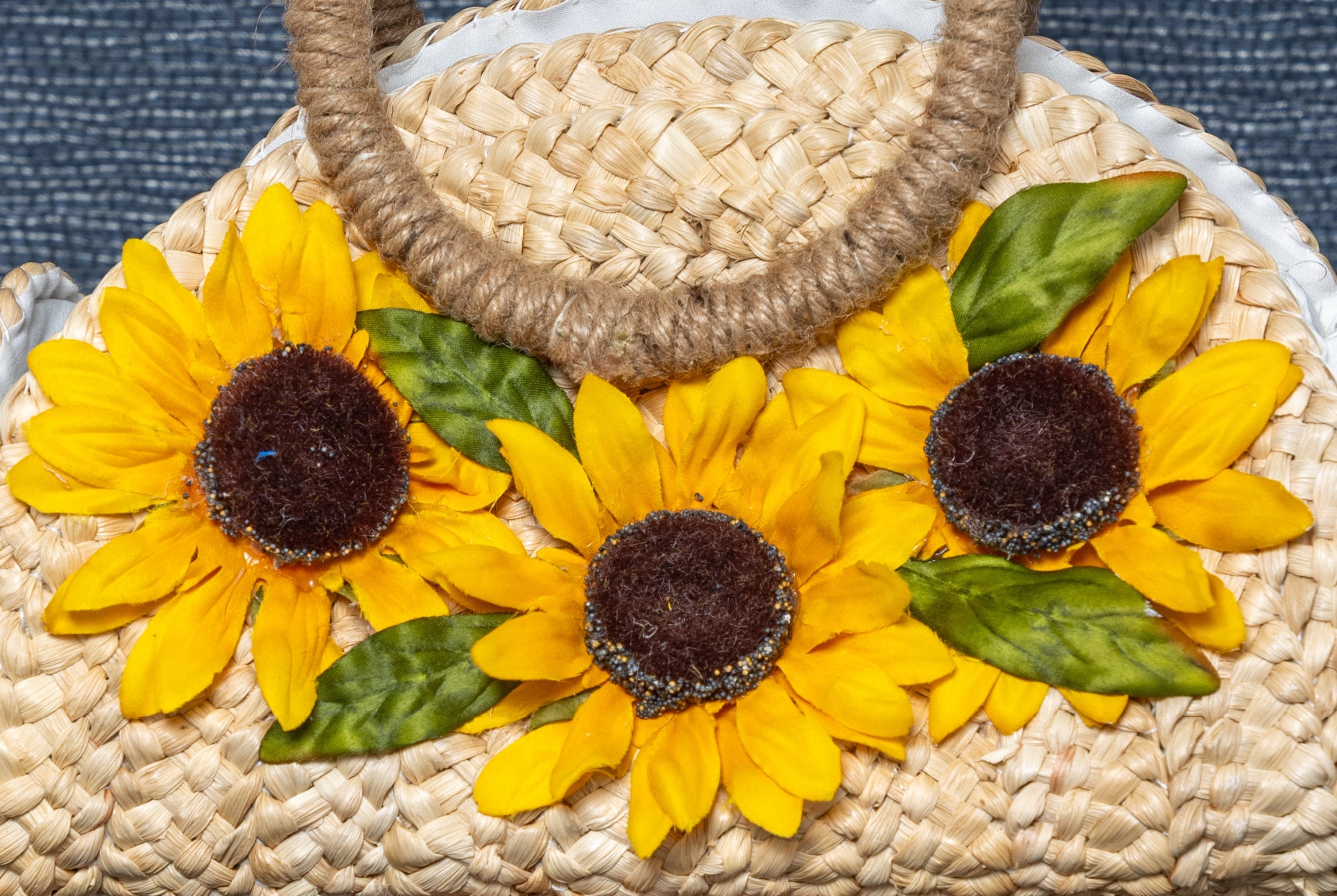 Sunshine Bloom Raffia Tote