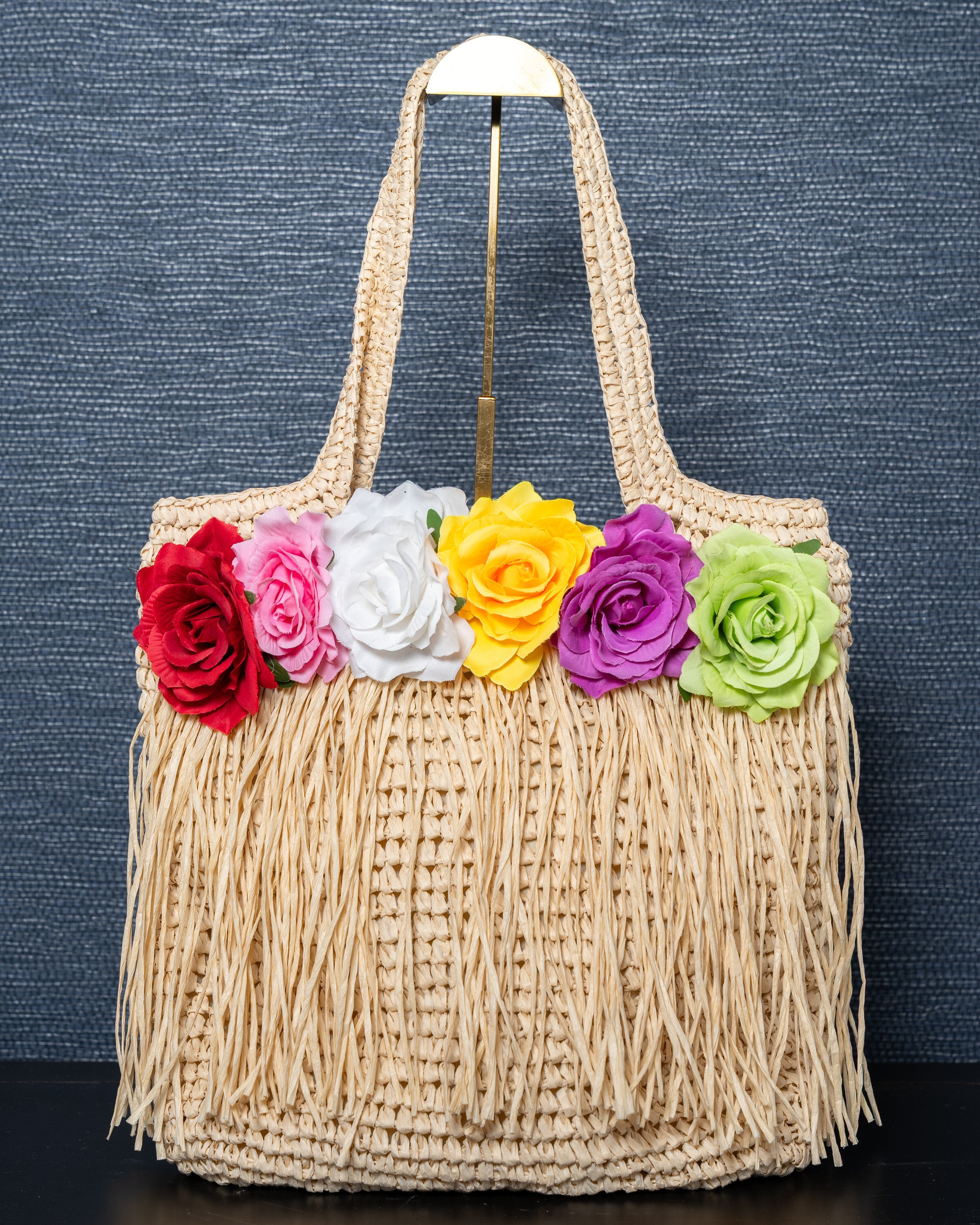 Fiesta Floral Raffia Tote