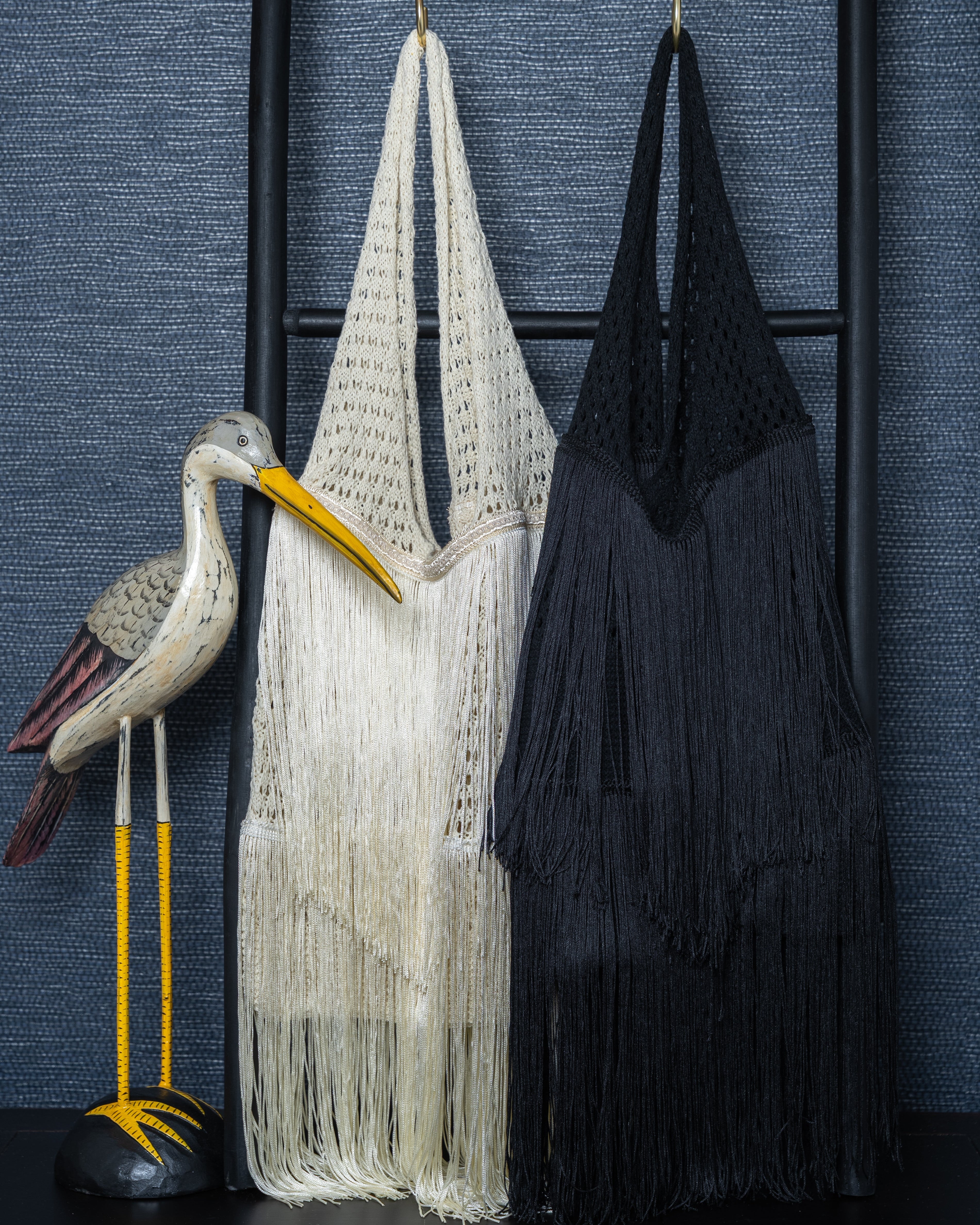Crochet Fringe Boho Shoulder Bag – Black or Coconut