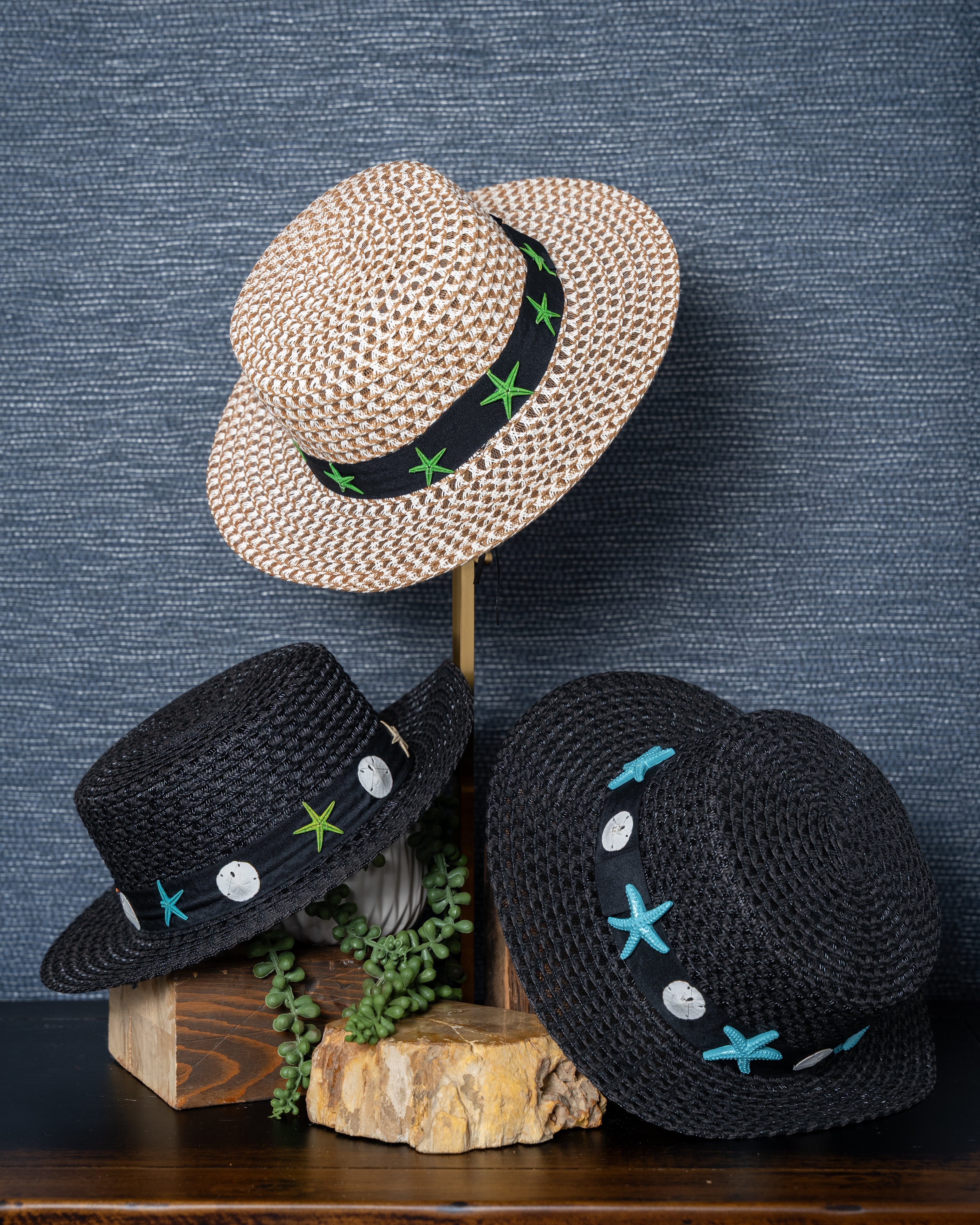 Tropical Starfish Band; Sand Dollar Straw Hats