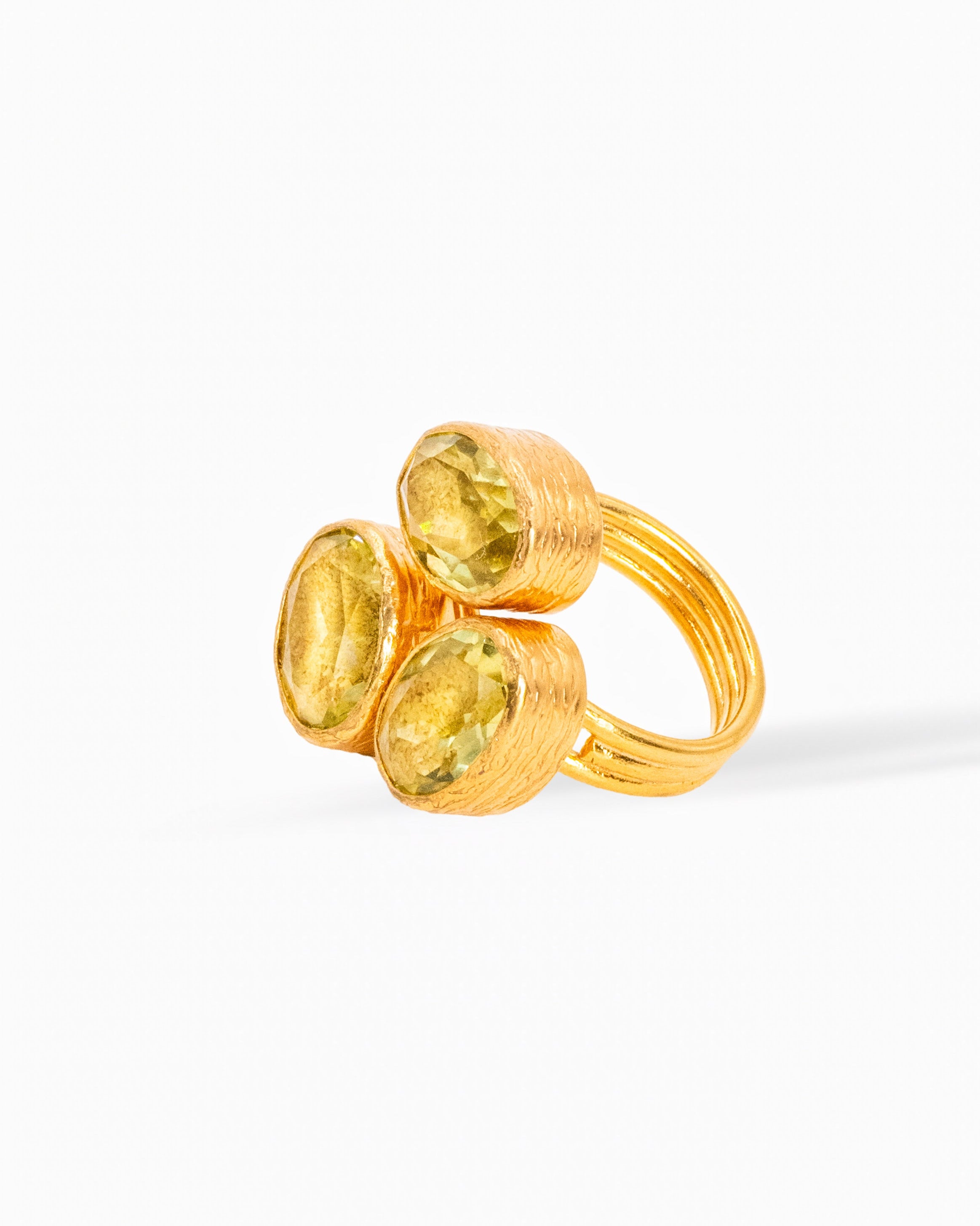 Triple Citrine Glow Ring – Stacked Sunshine Sparkle
