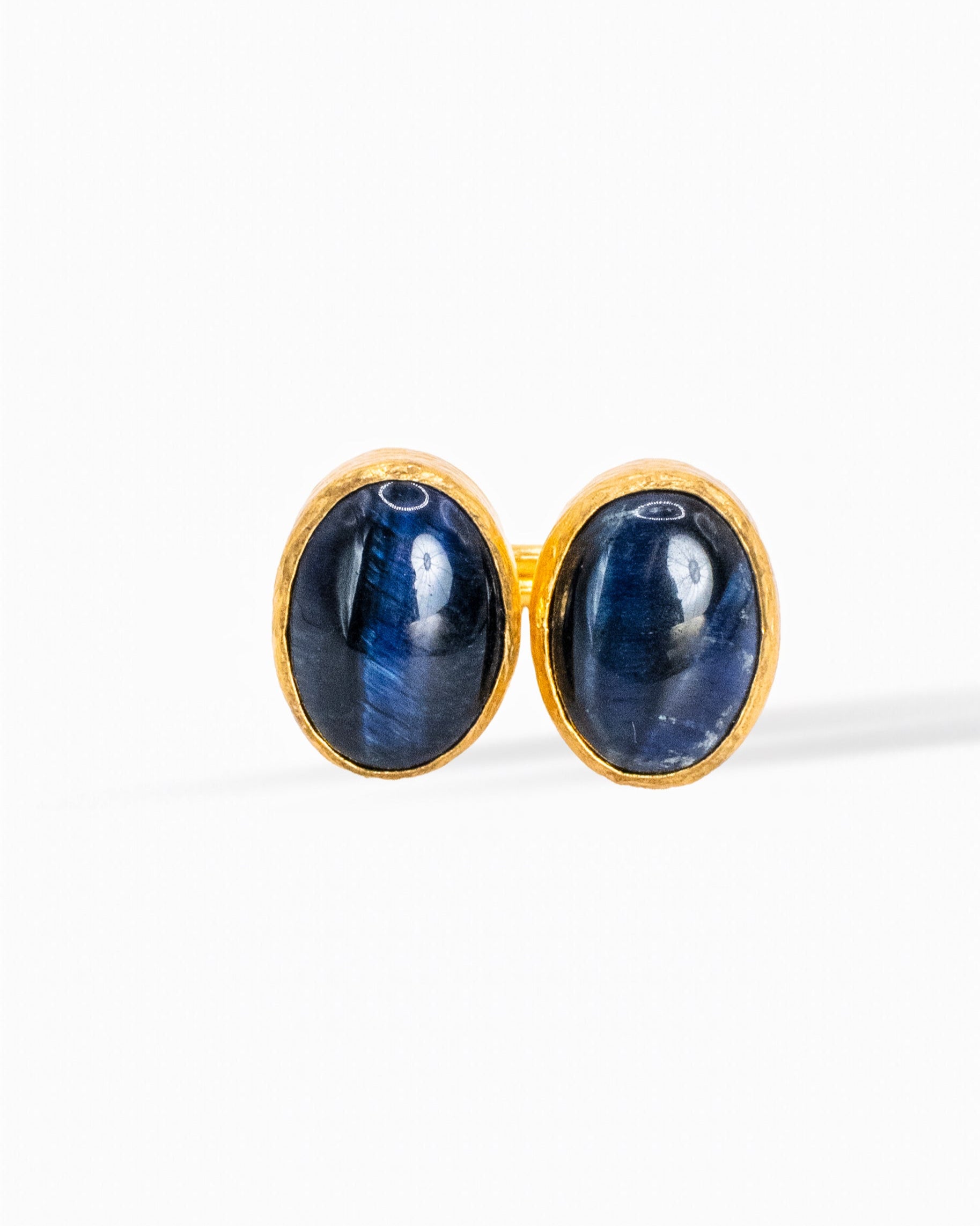 Midnight Blue Twin Cabochons in Gold
