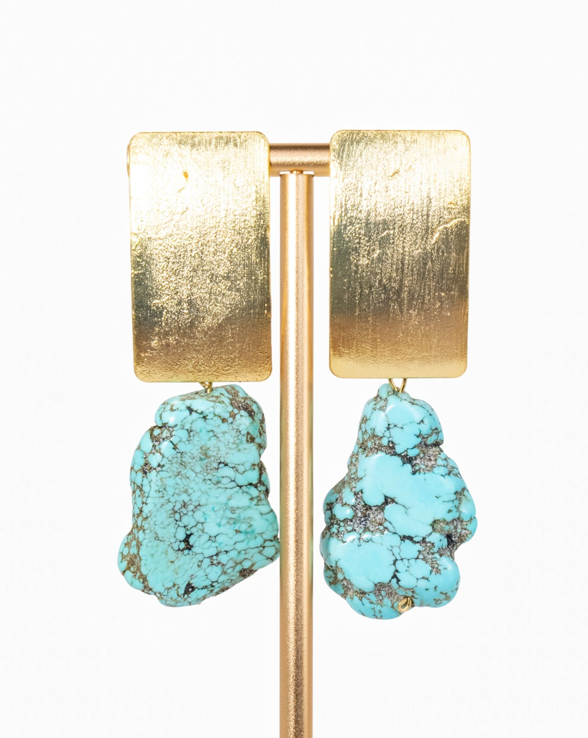 Raw Turquoise Rock Drop Earrings