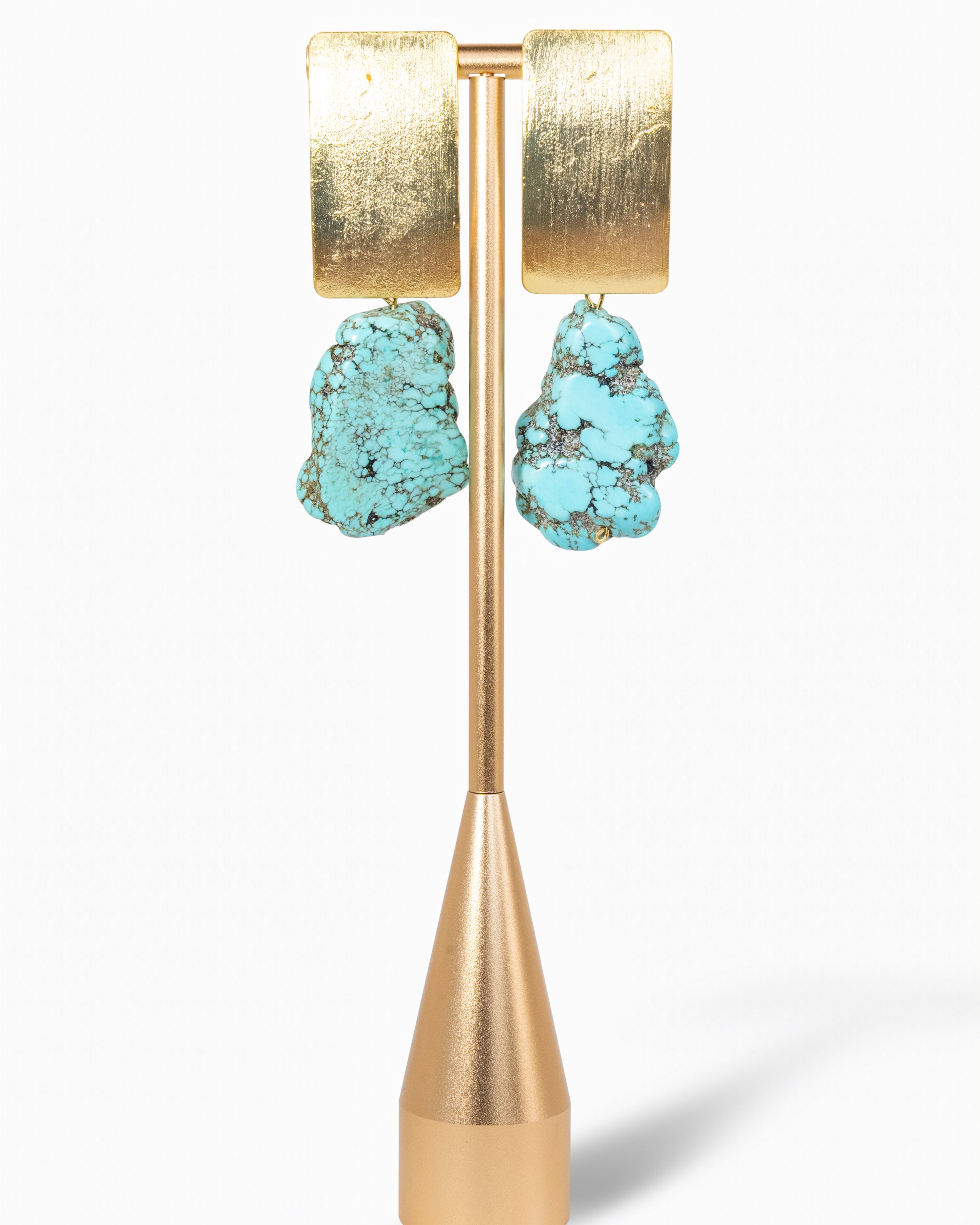 Raw Turquoise Rock Drop Earrings