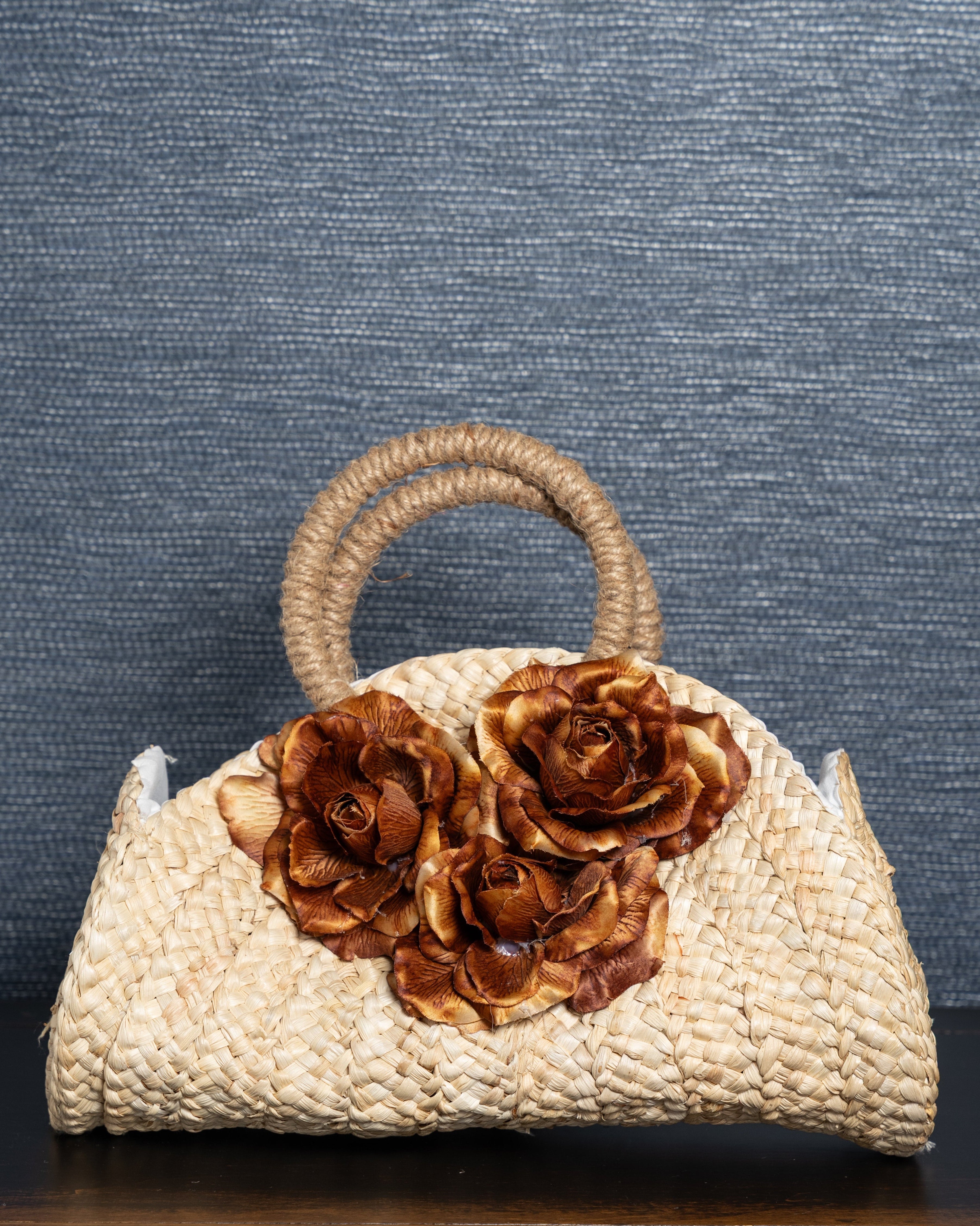 Desert Rose Raffia Clutch