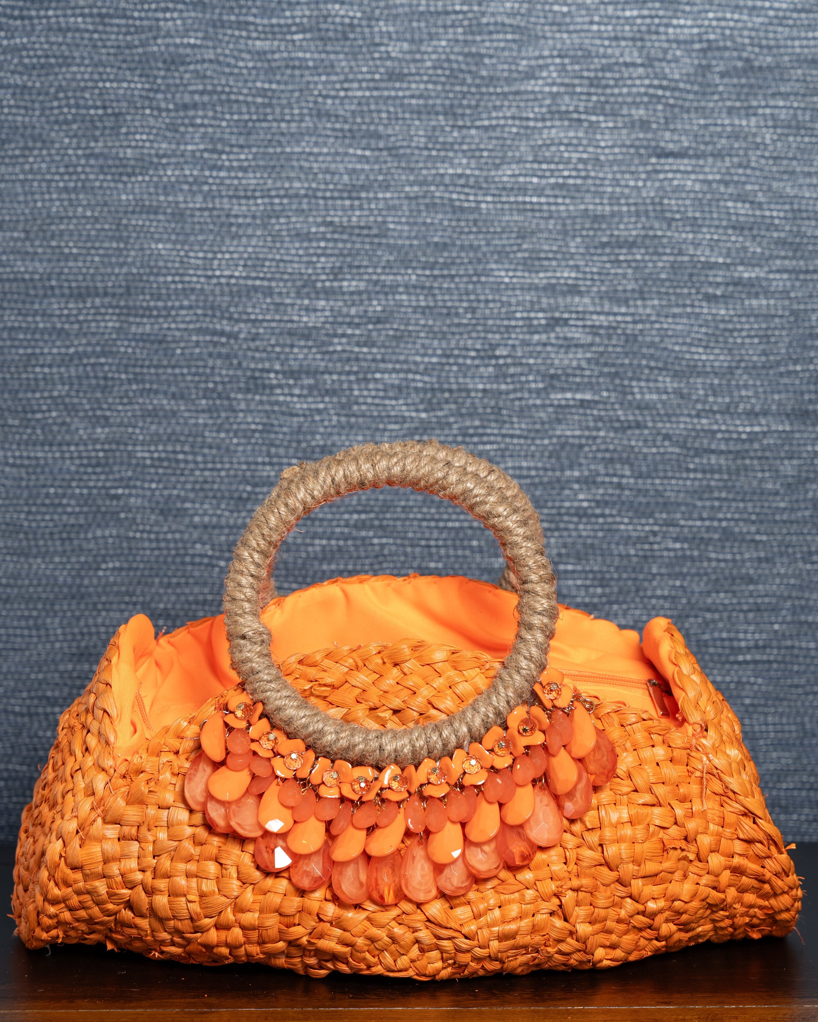 Tangerine Flame Woven Clutch