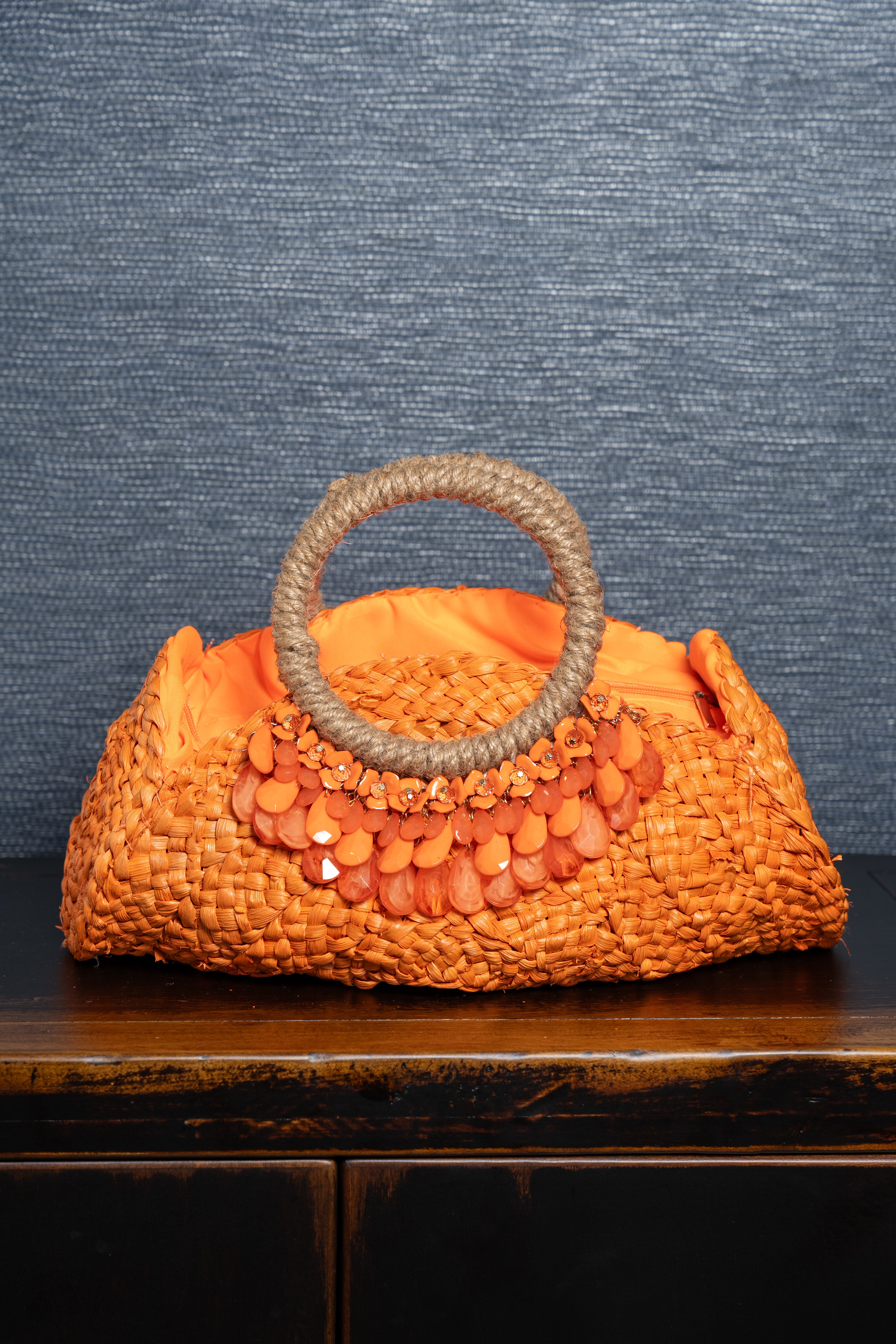 Tangerine Flame Woven Clutch