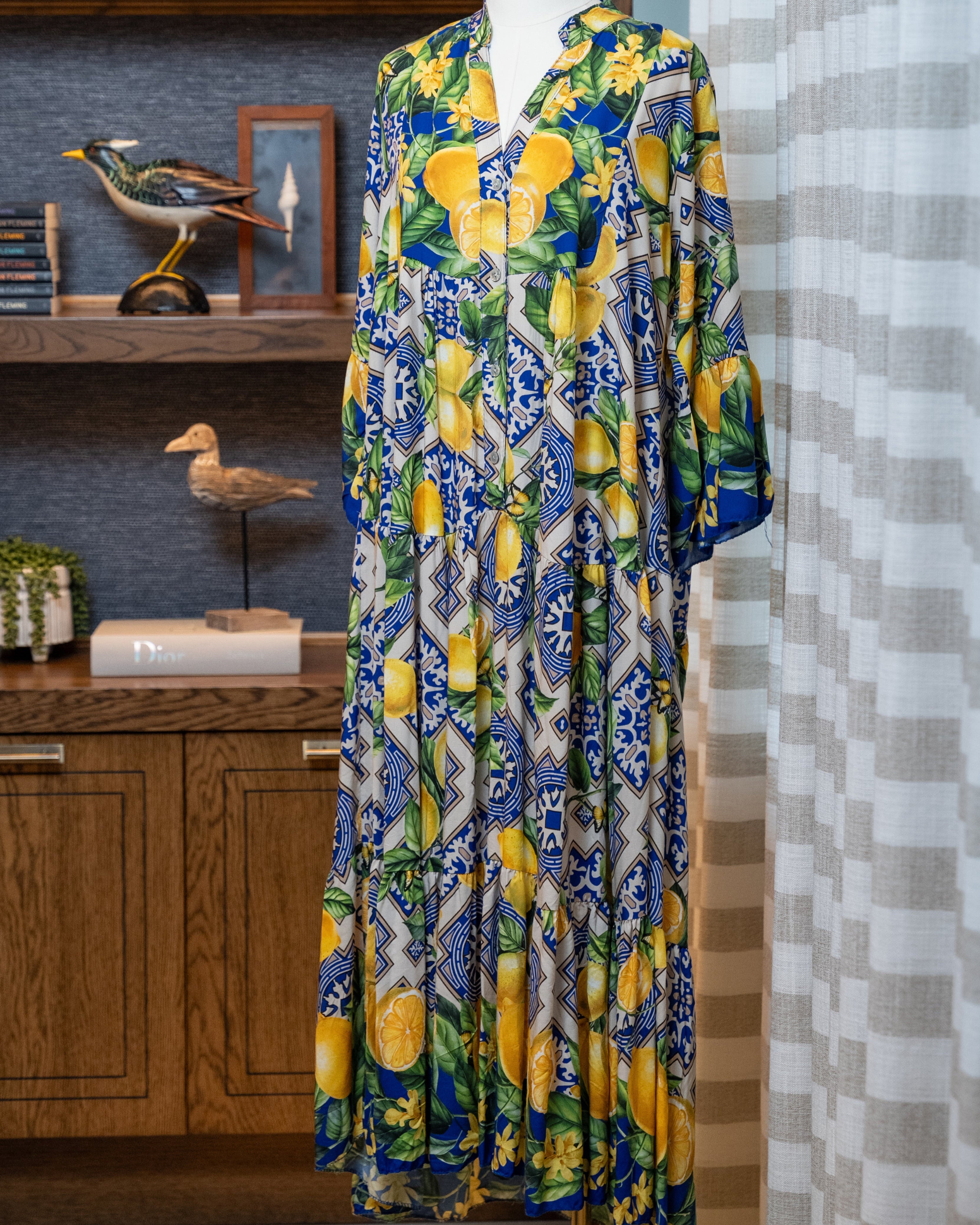 Lemon Print Maxi Dress