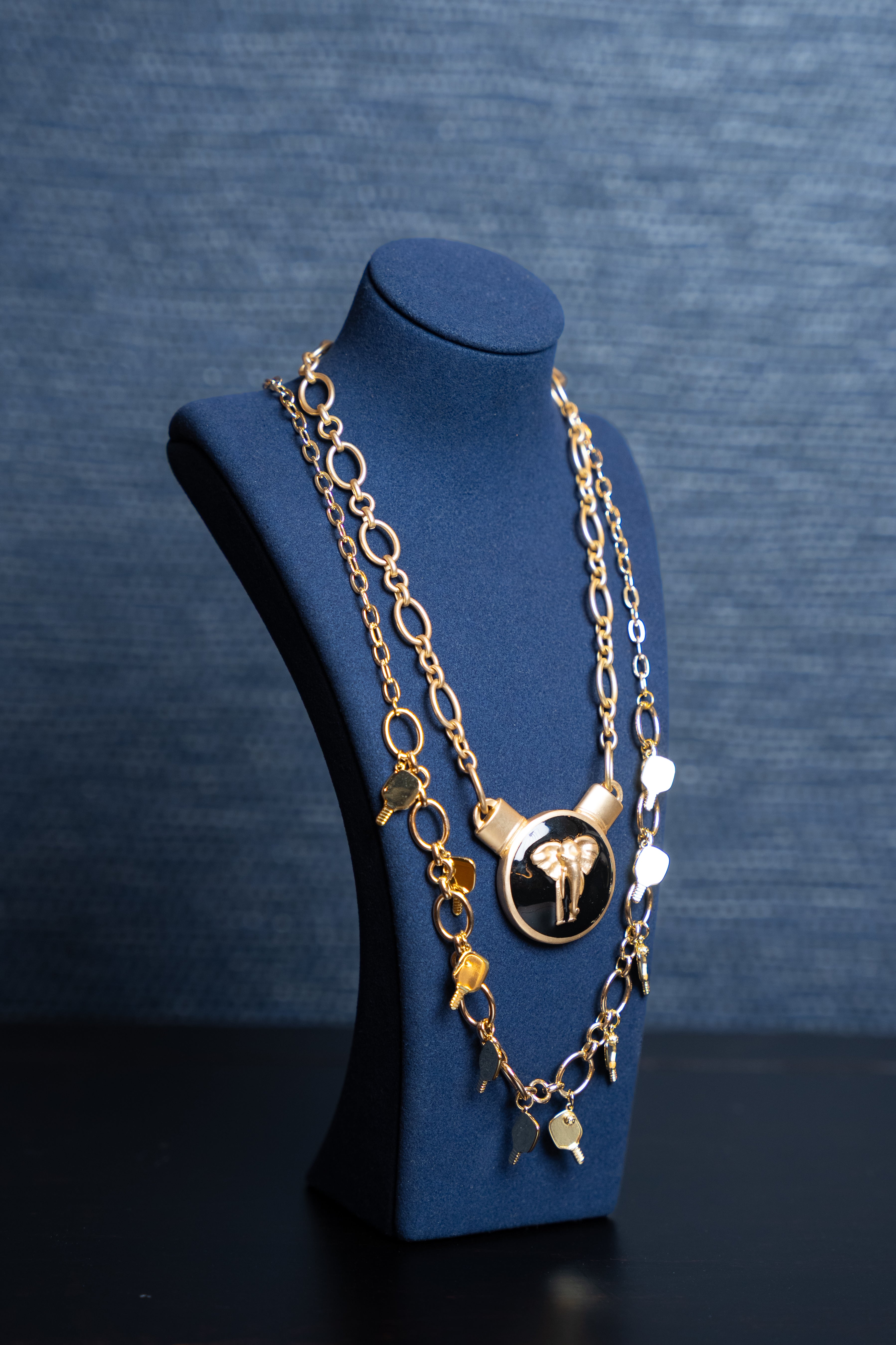 Golden Pickleball Charm Necklace