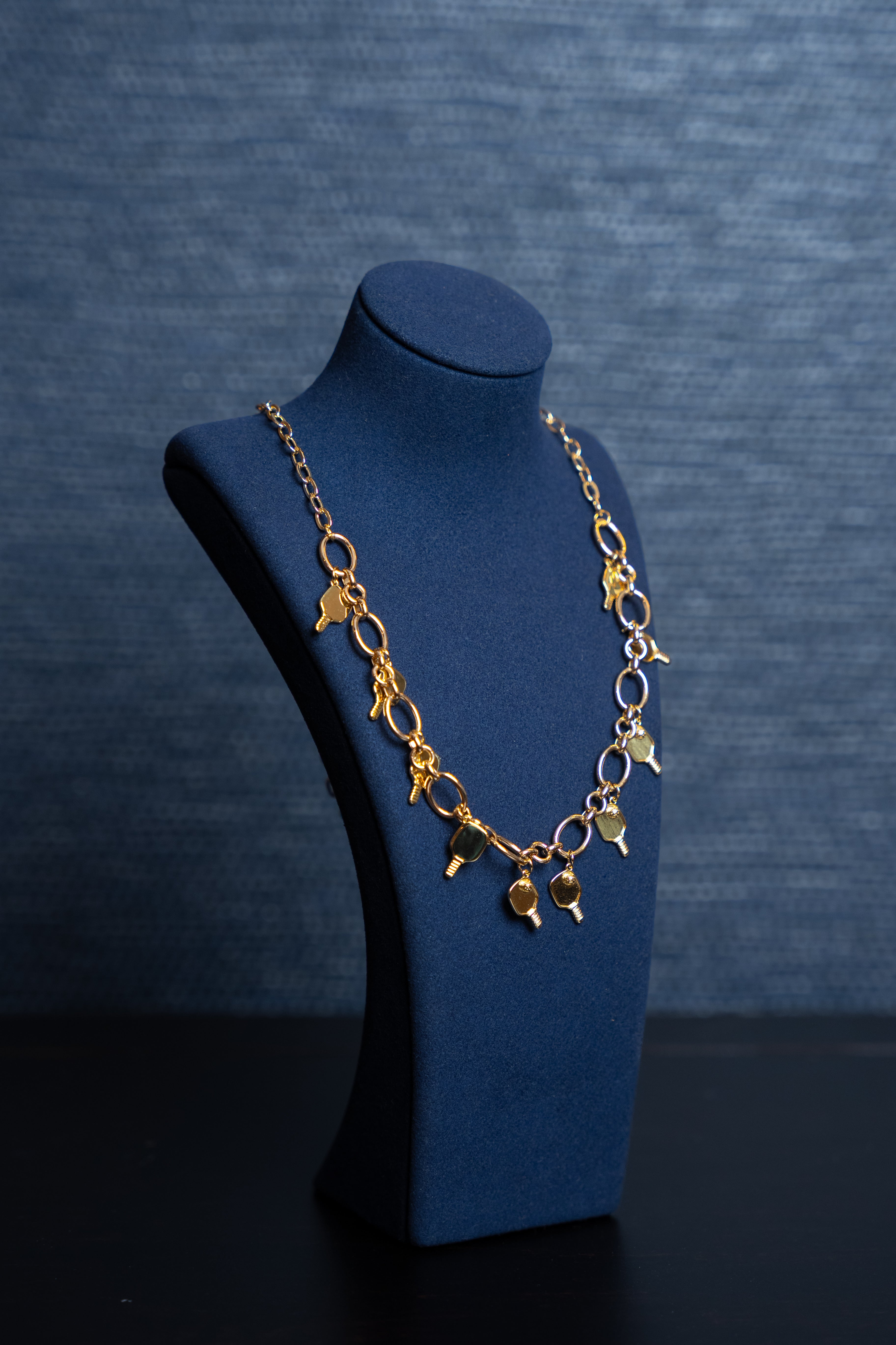 Golden Pickleball Charm Necklace