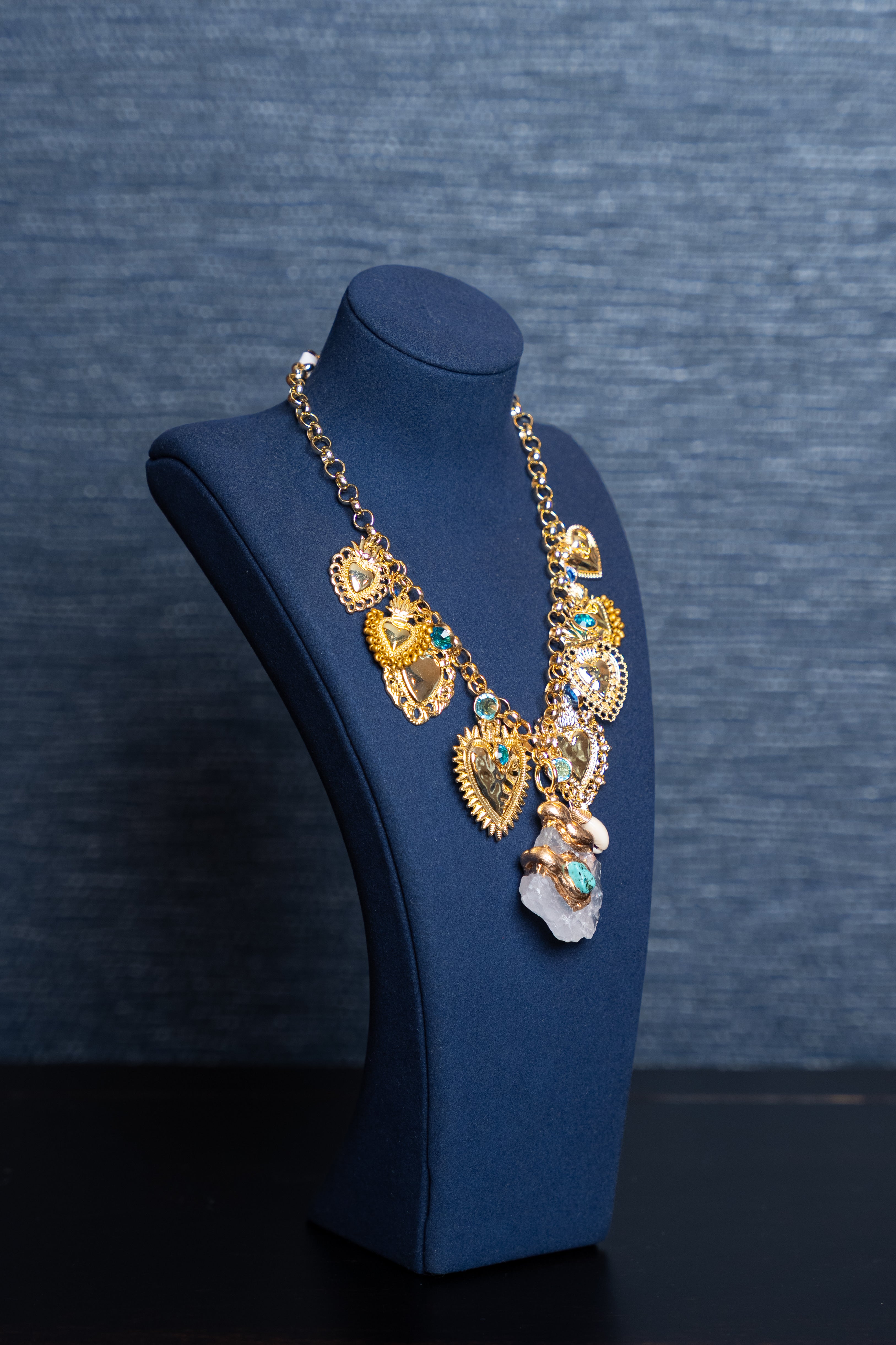 Golden Sacred Heart Relic Necklace