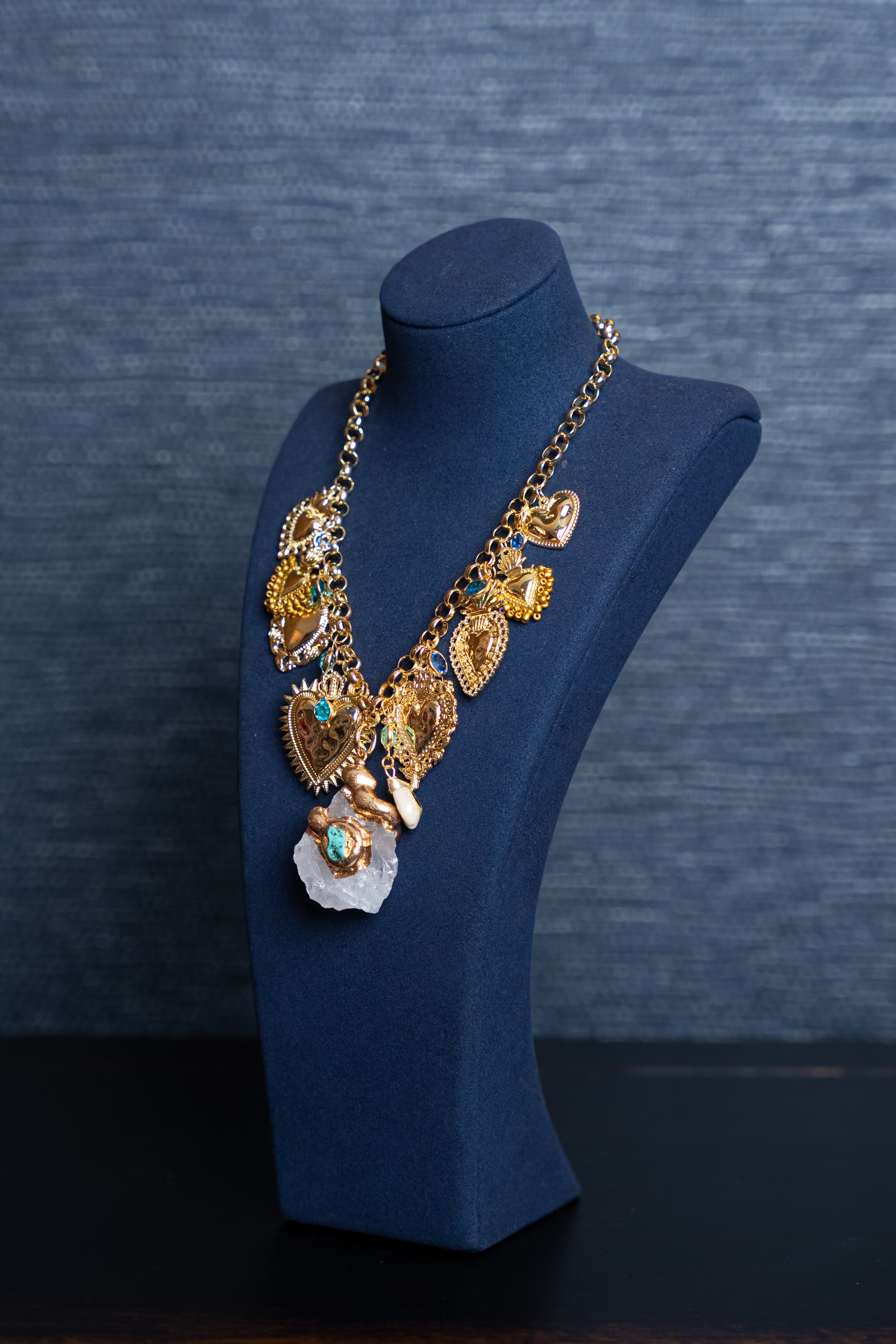 Golden Sacred Heart Relic Necklace