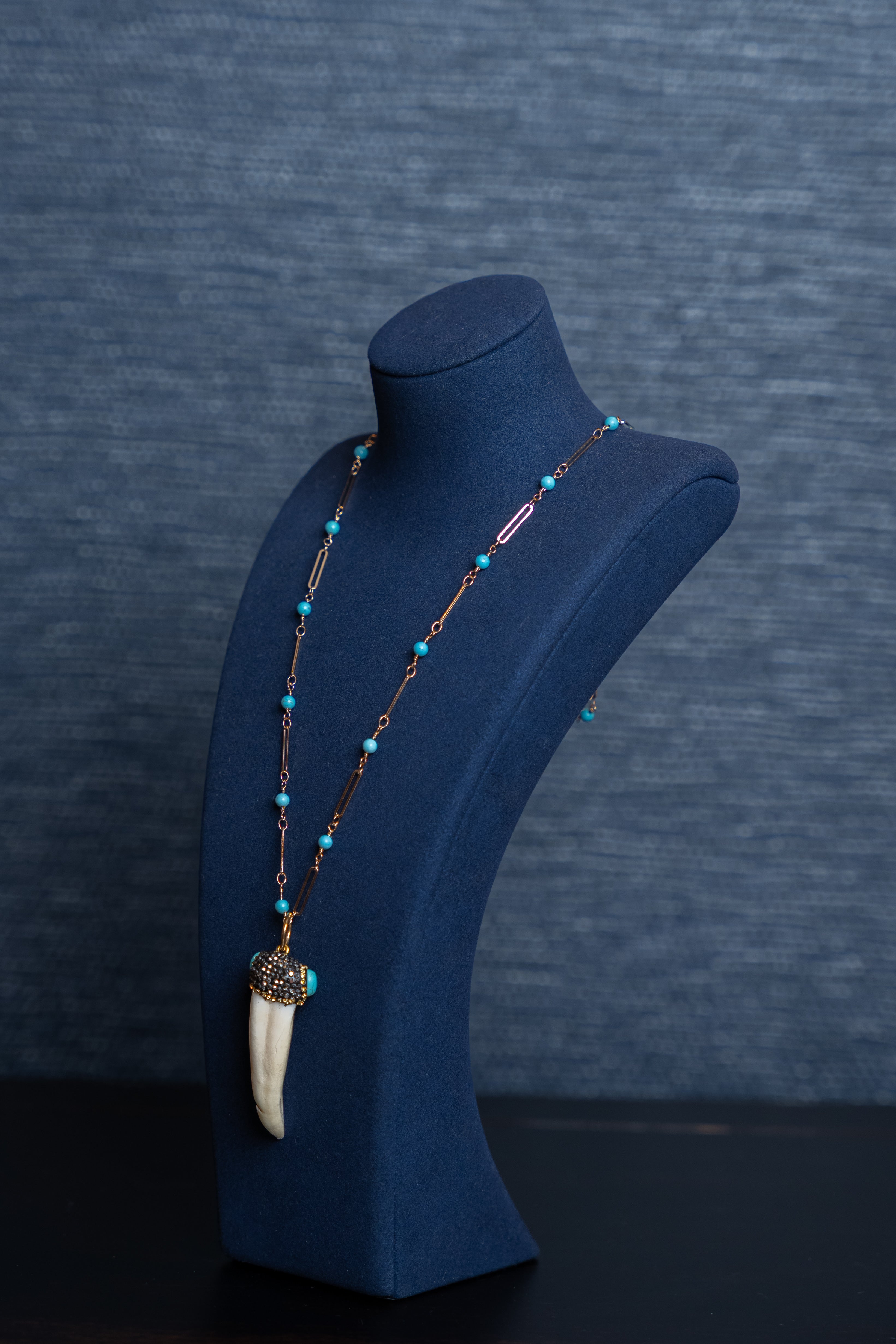 Tuscan Turquoise Horn Pendant Necklace