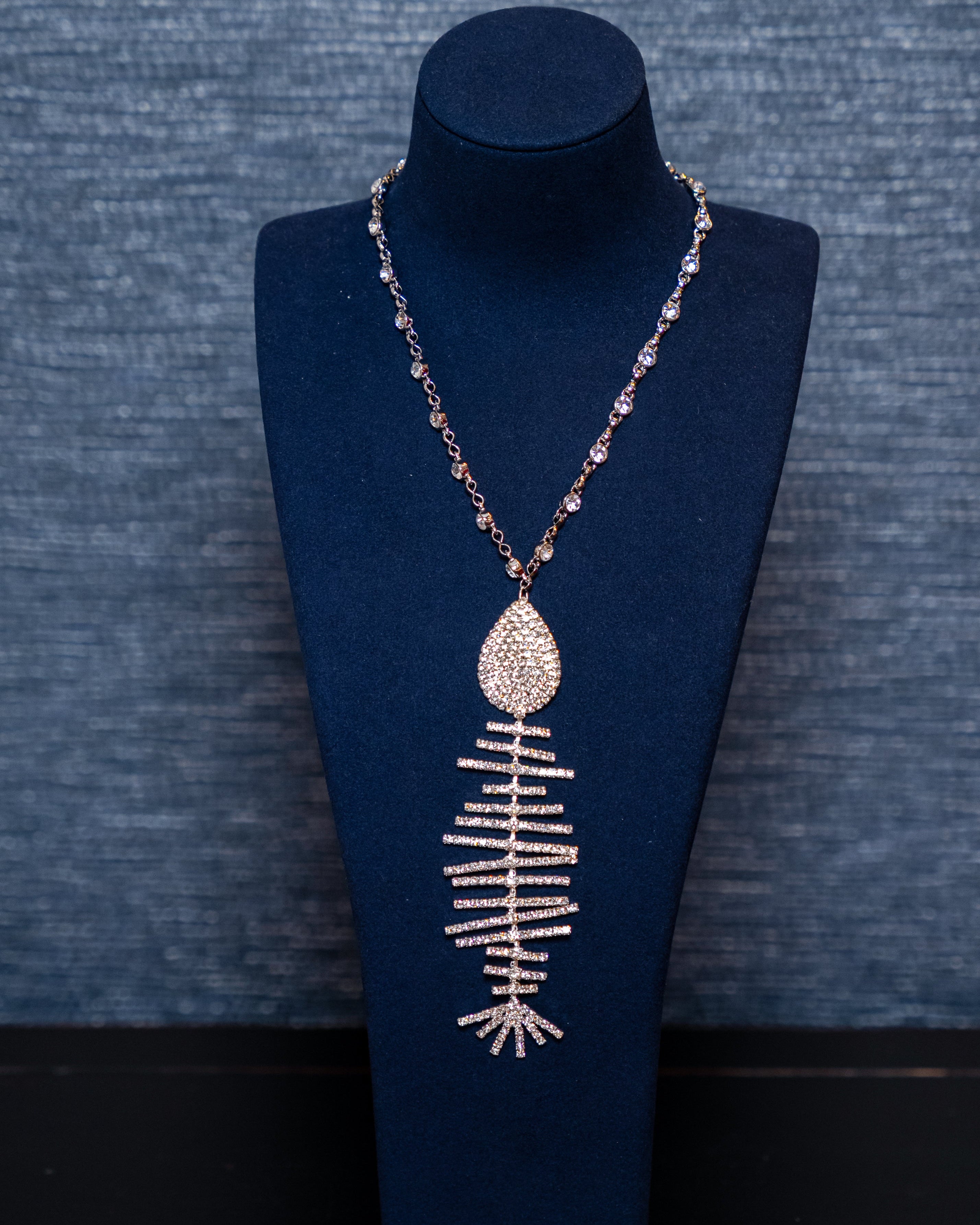 Crystal Fishbone Statement Necklace