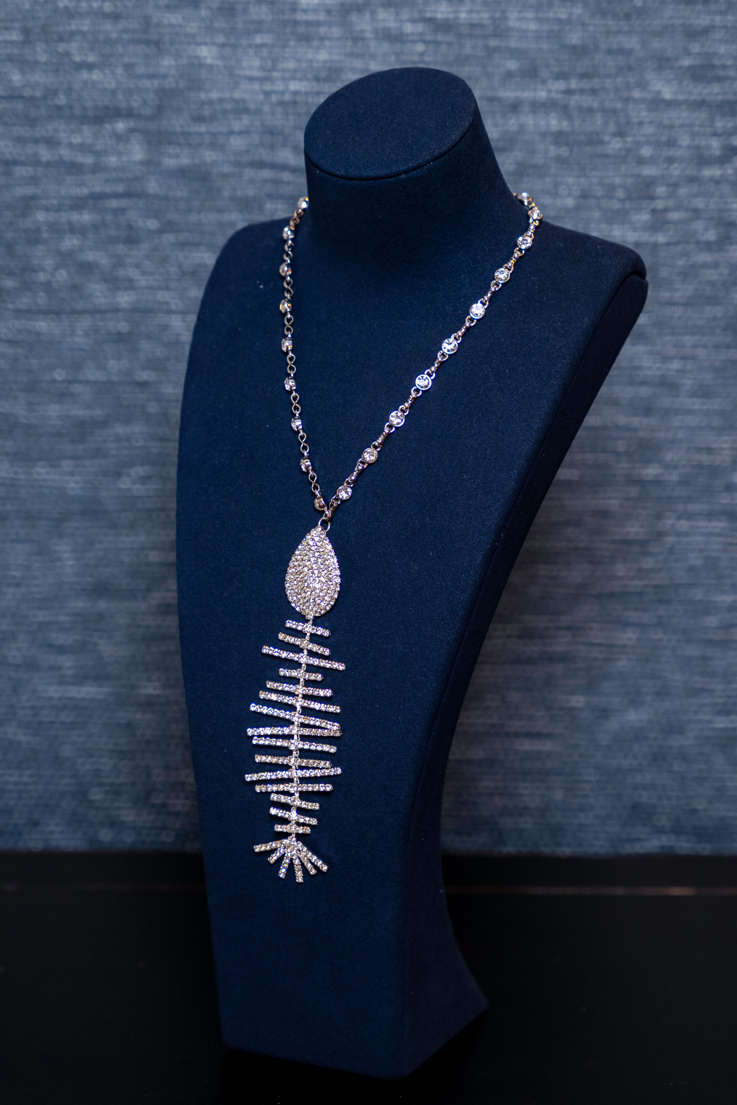 Crystal Fishbone Statement Necklace