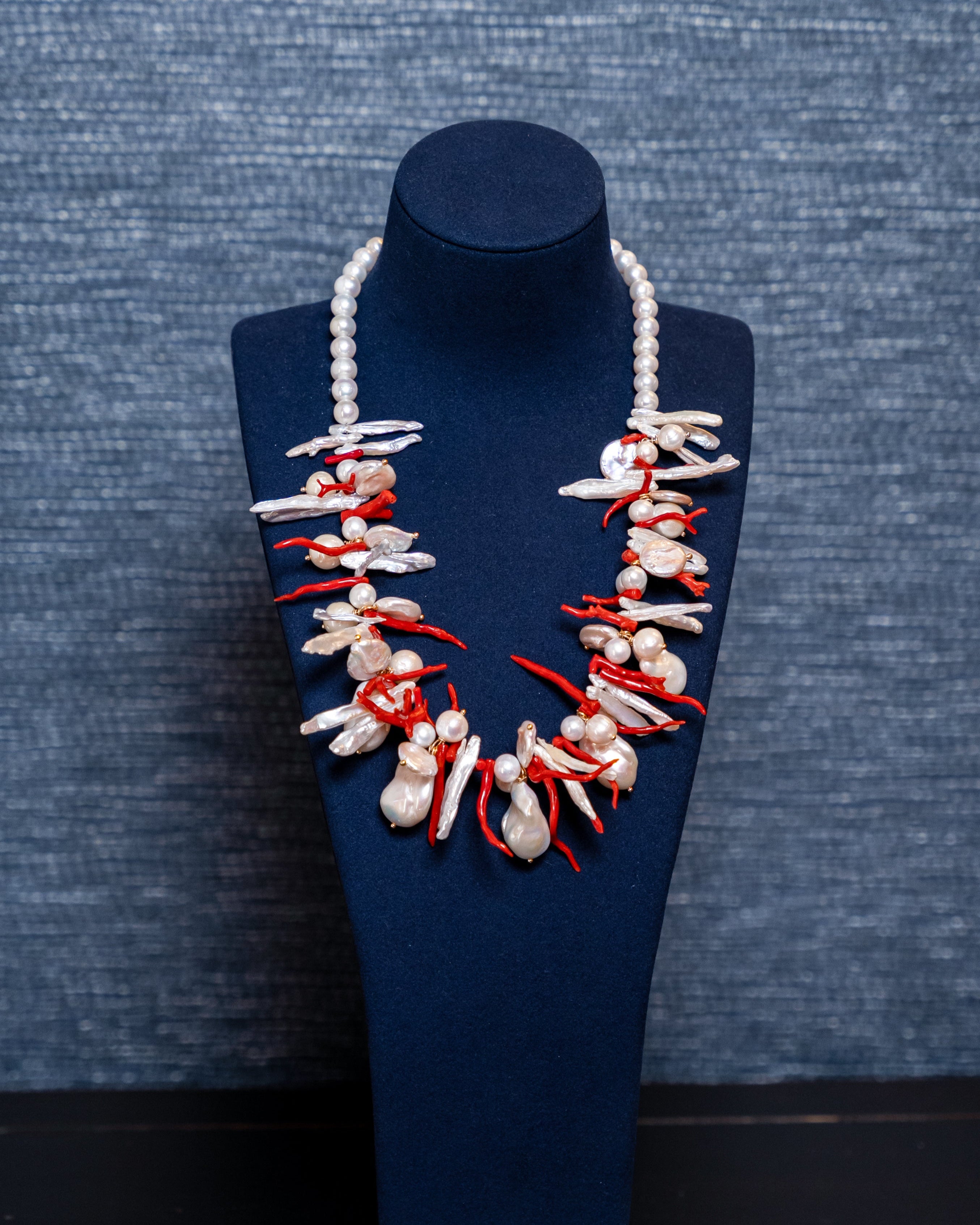 Mediterranean Coral & Baroque Pearl Statement