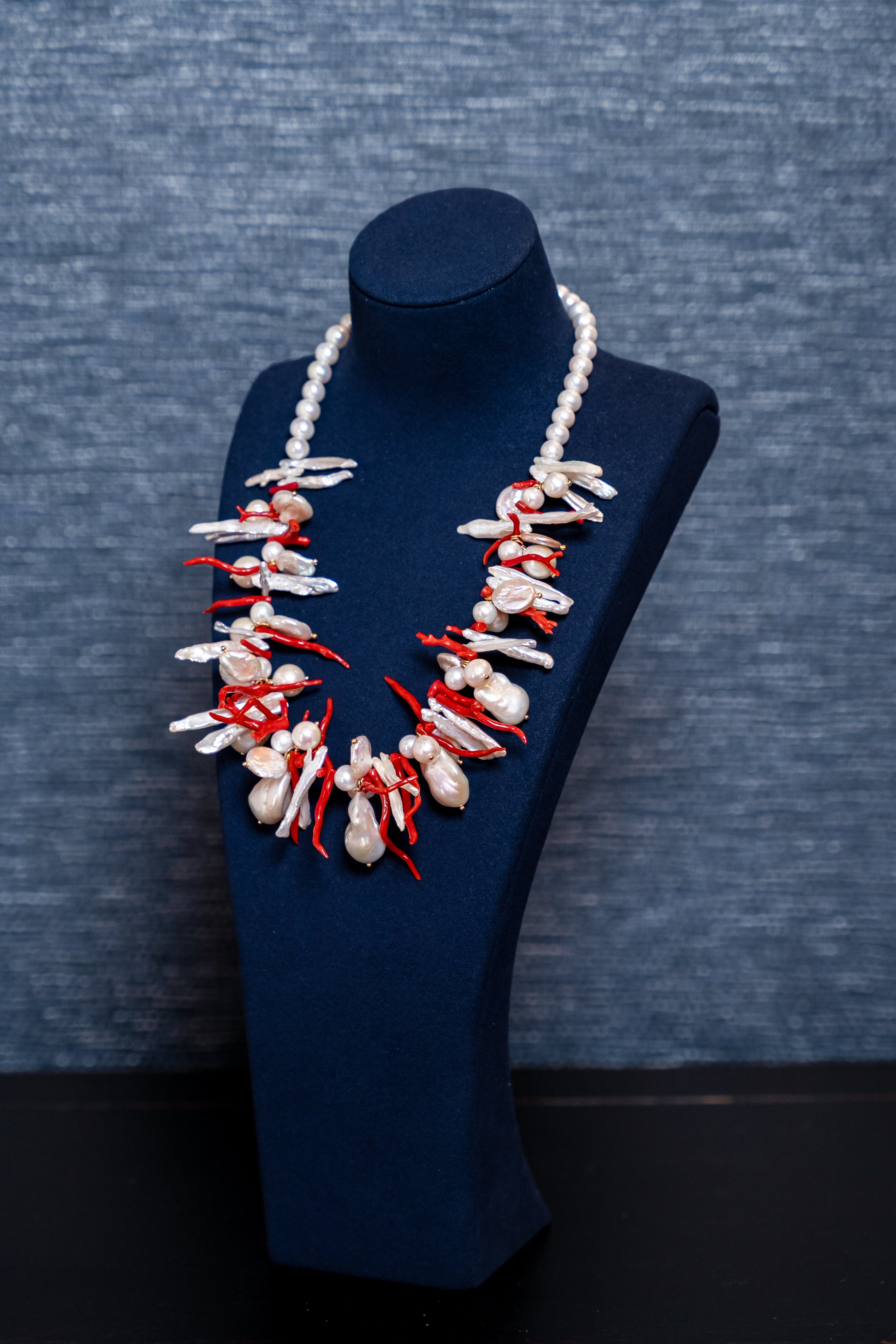 Mediterranean Coral & Baroque Pearl Statement