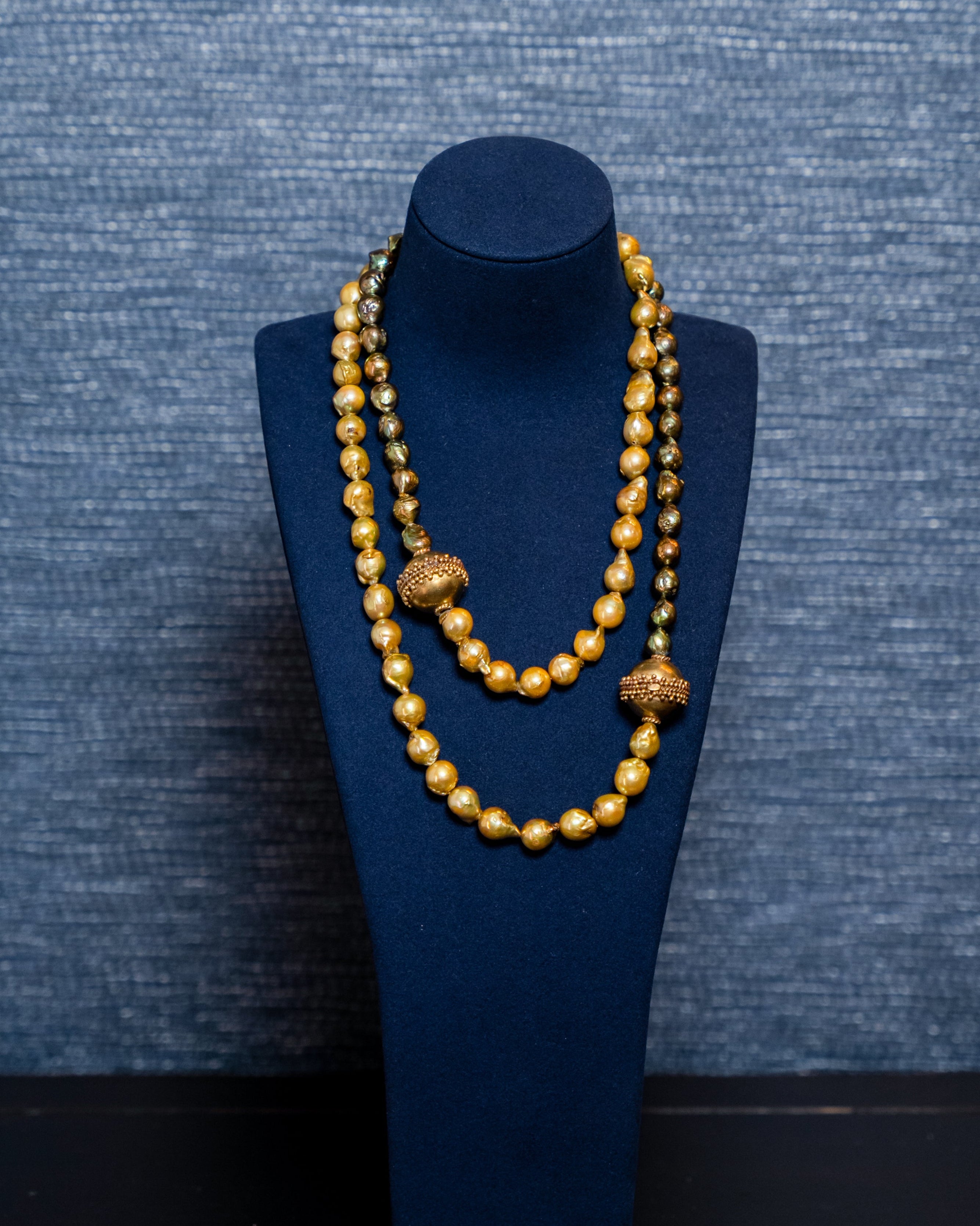 Golden Baroque Pearl Necklace
