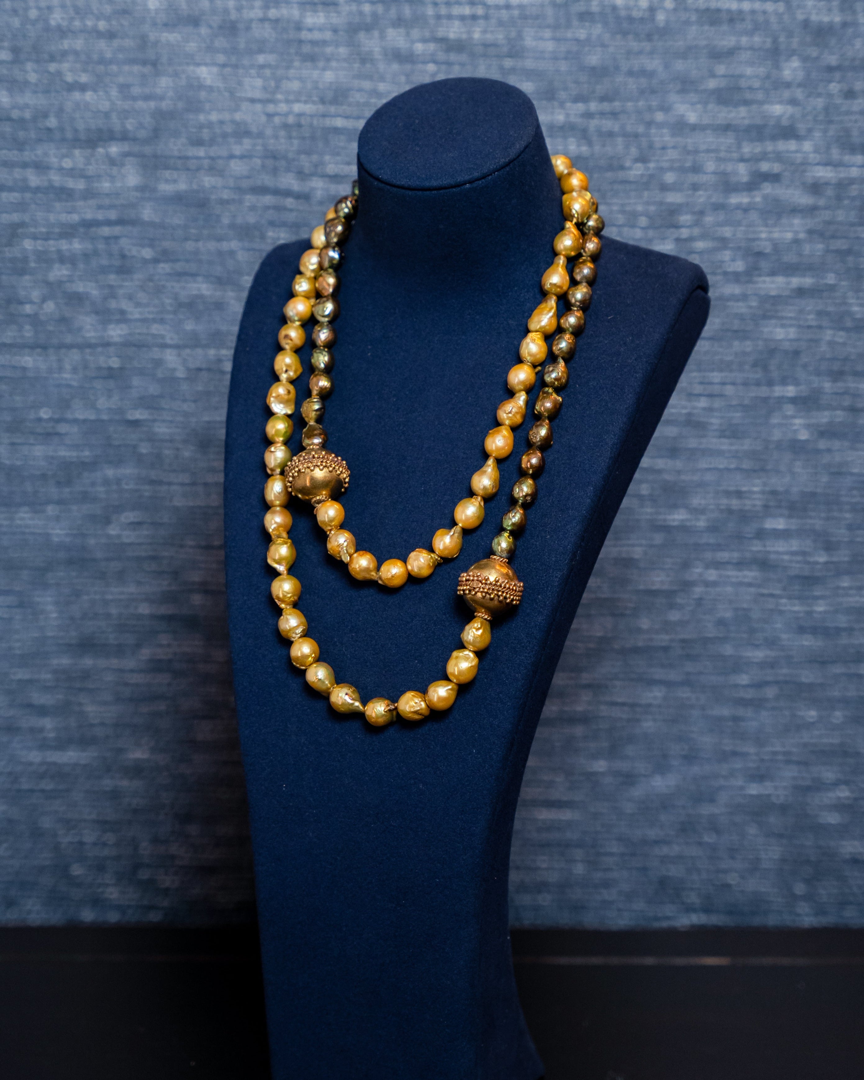 Golden Baroque Pearl Necklace