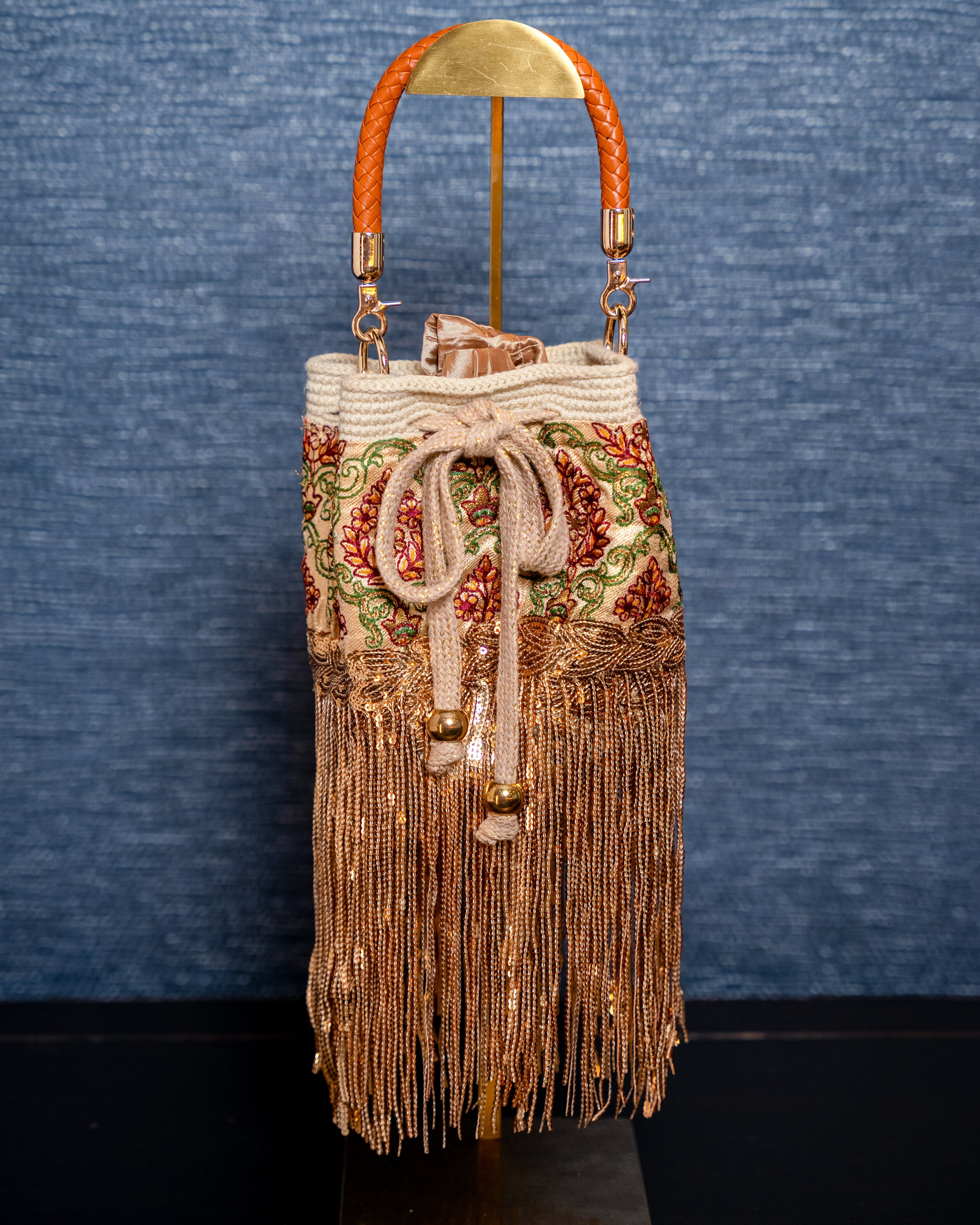 Brocade Golden Fringe Dream Tote