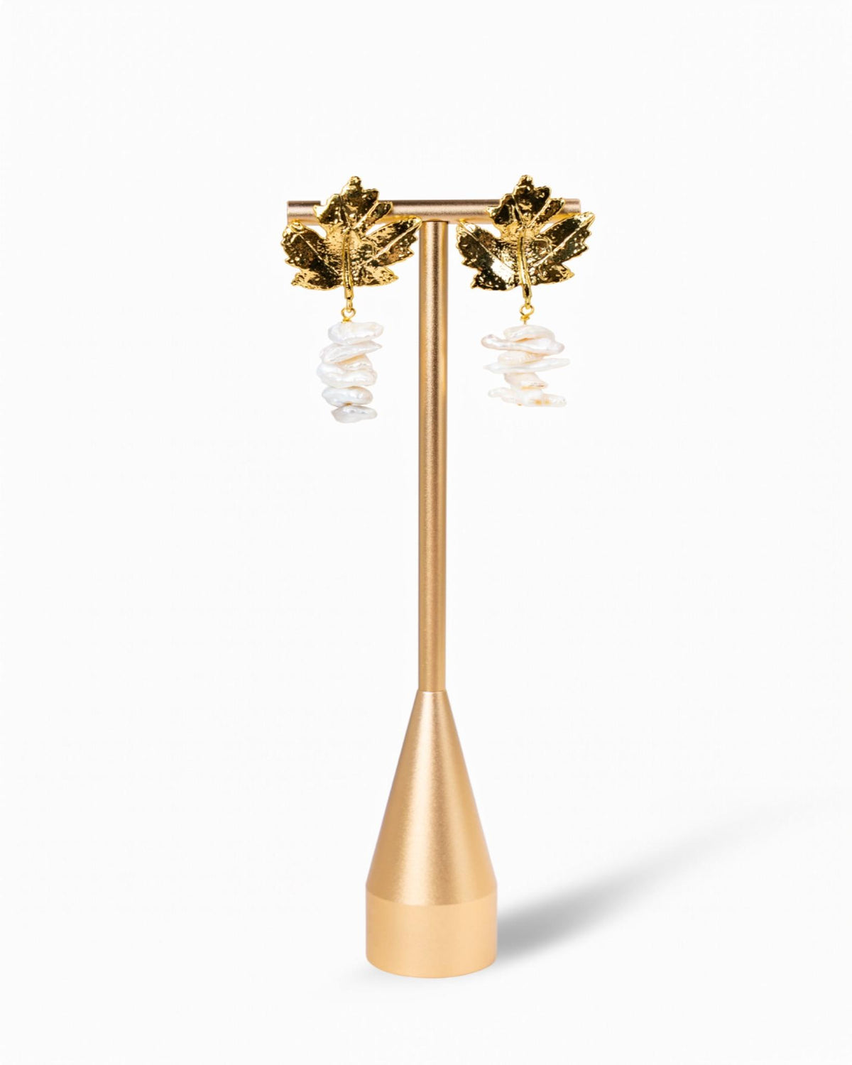 Maple Leaf Drop Pearl Earrings