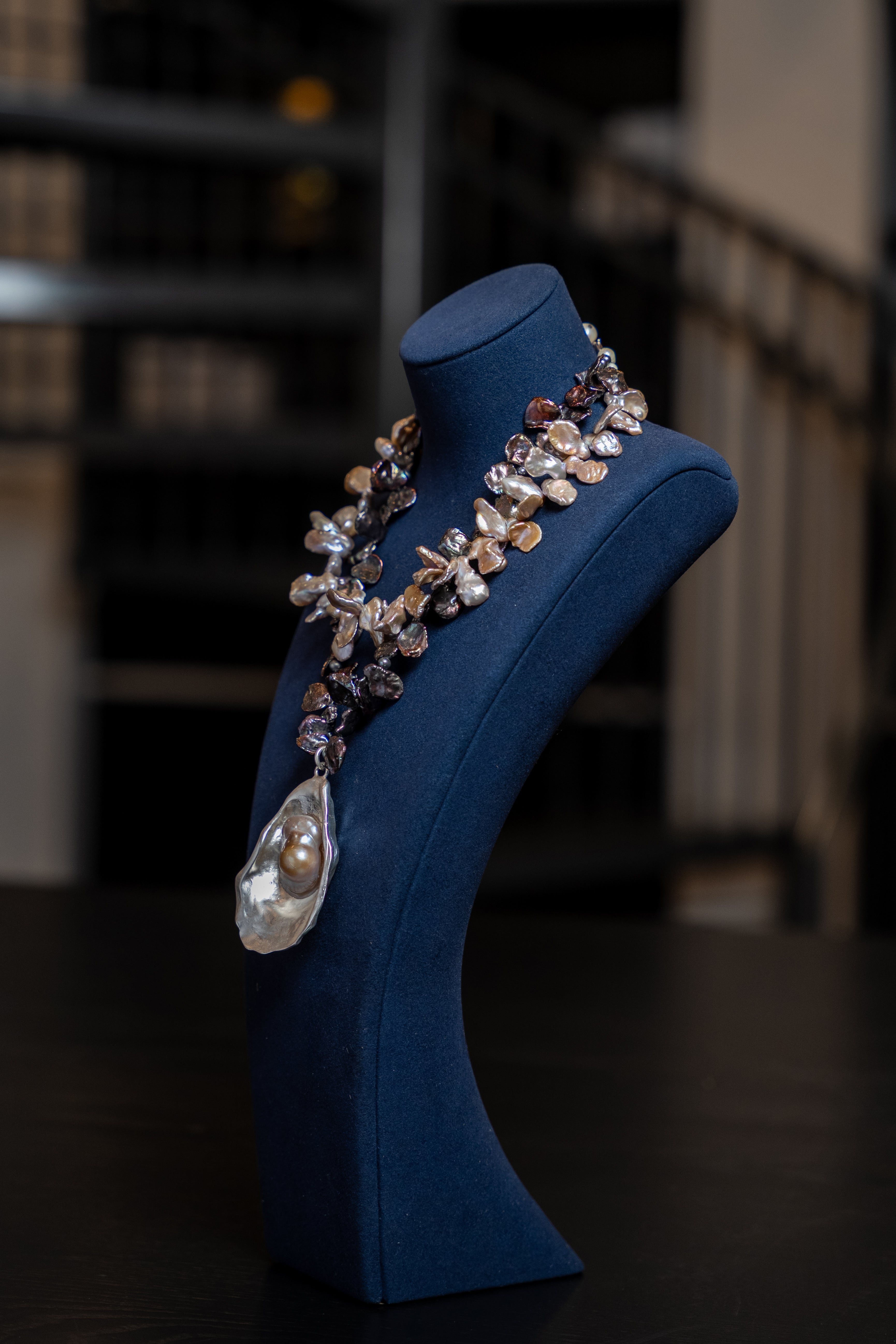 Midnight Baroque Pearl Statement Necklace