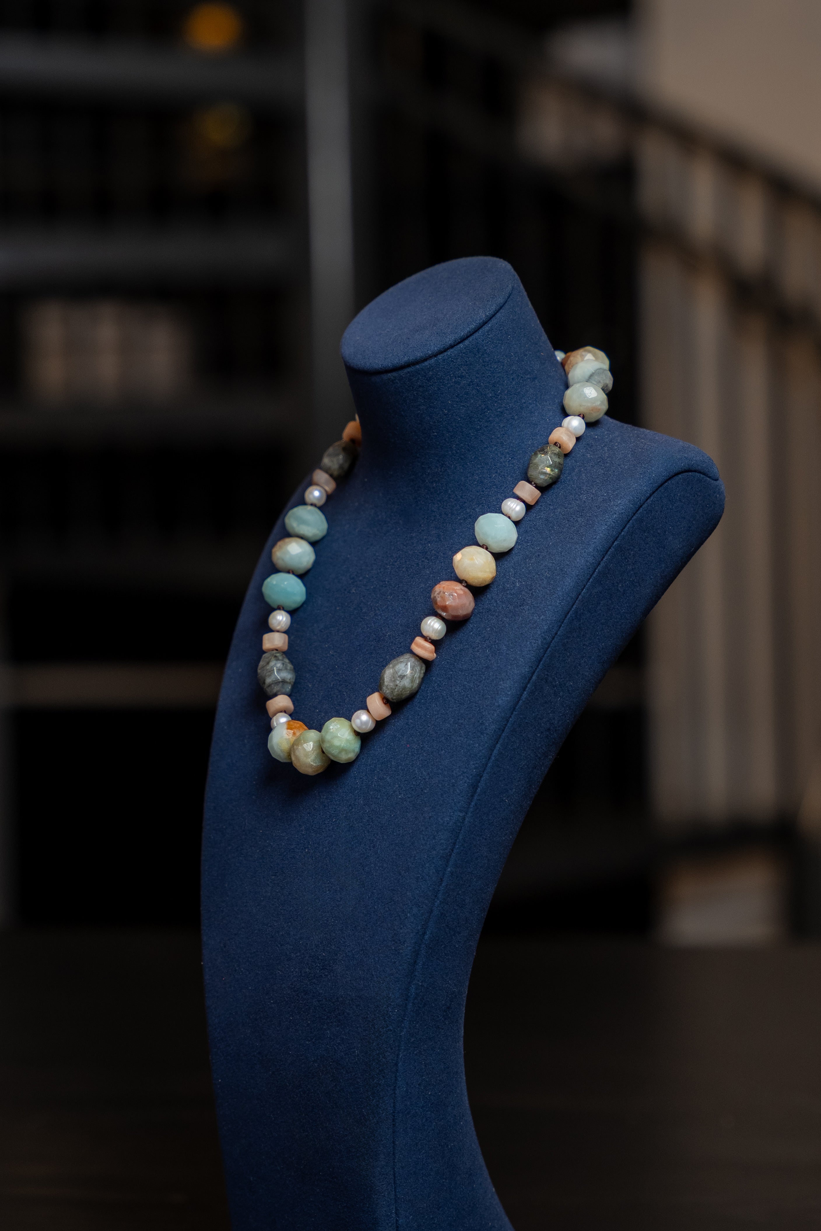 Soft Stone & Pearl Strand Necklace