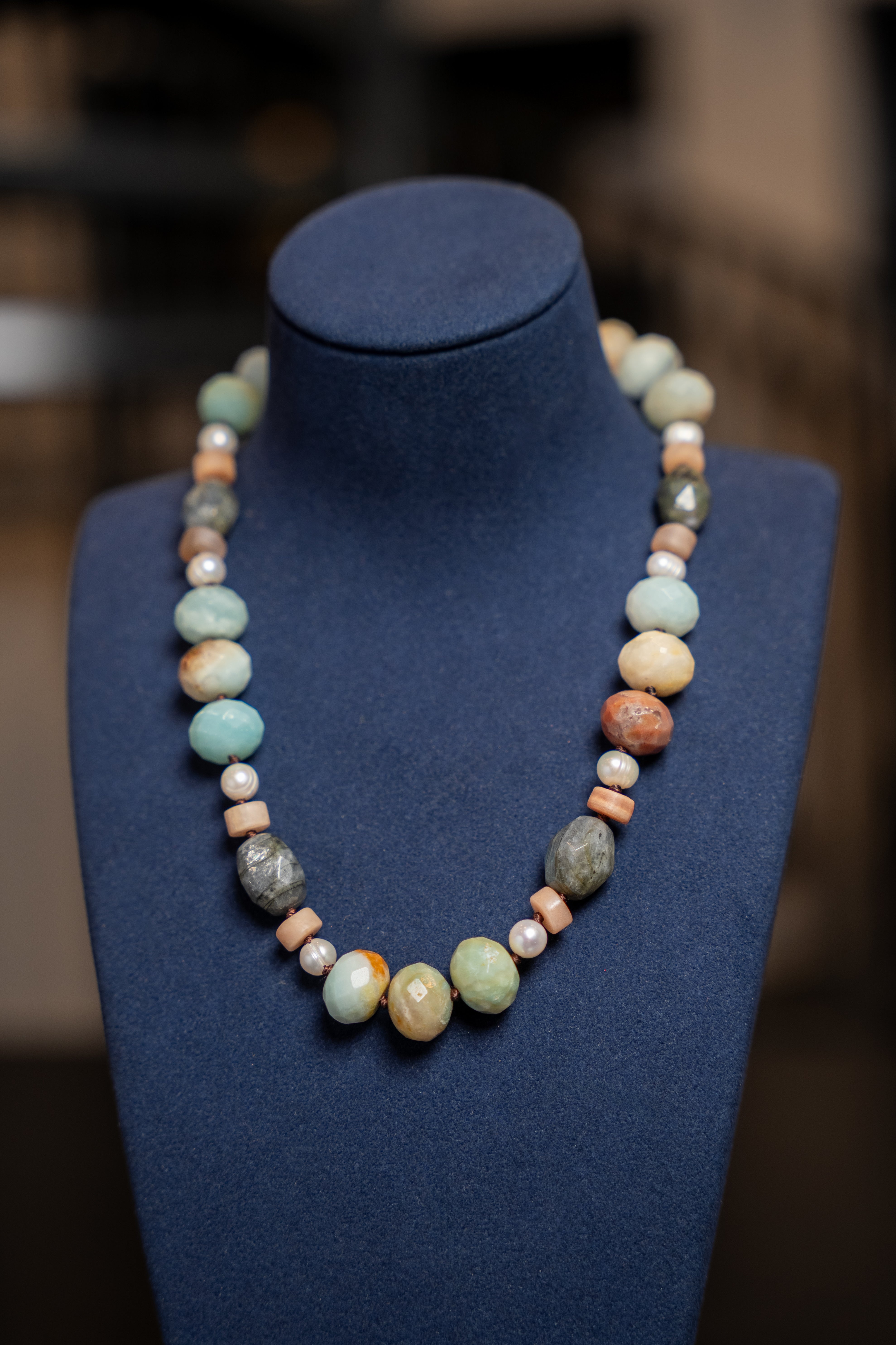 Soft Stone & Pearl Strand Necklace