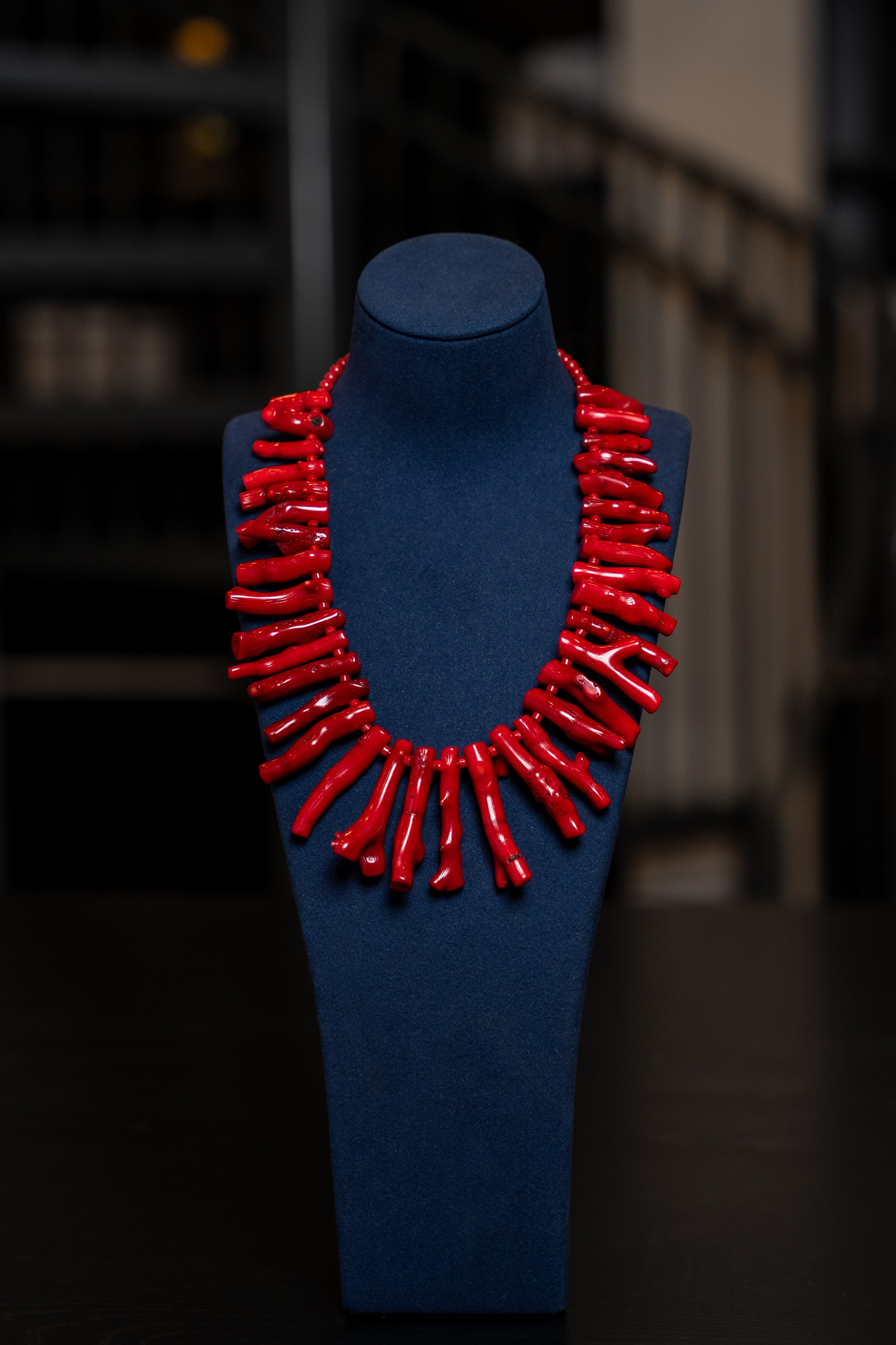 Fiery Coral Branch Statement Necklace