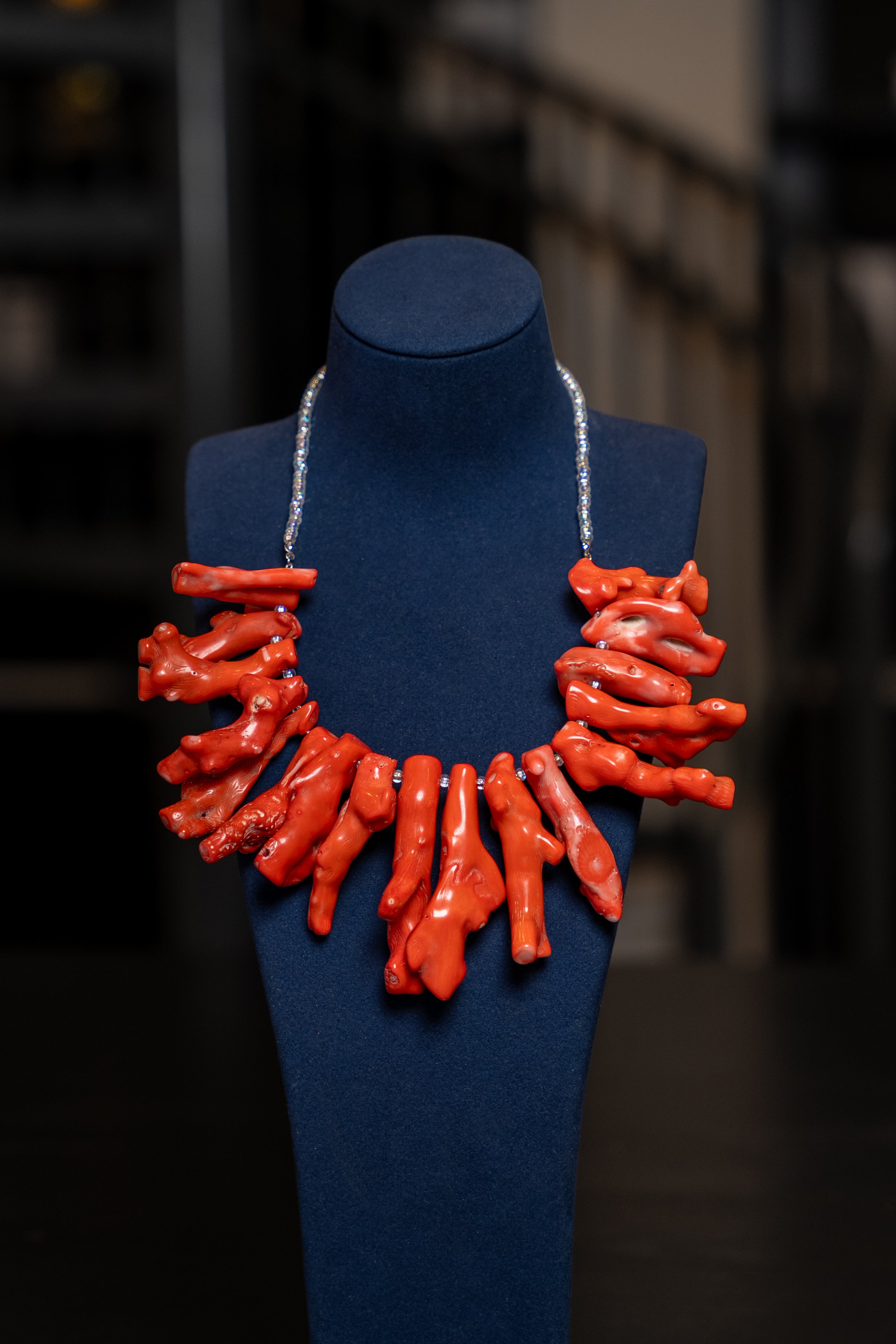 Natural Coral Branch Drop Necklace