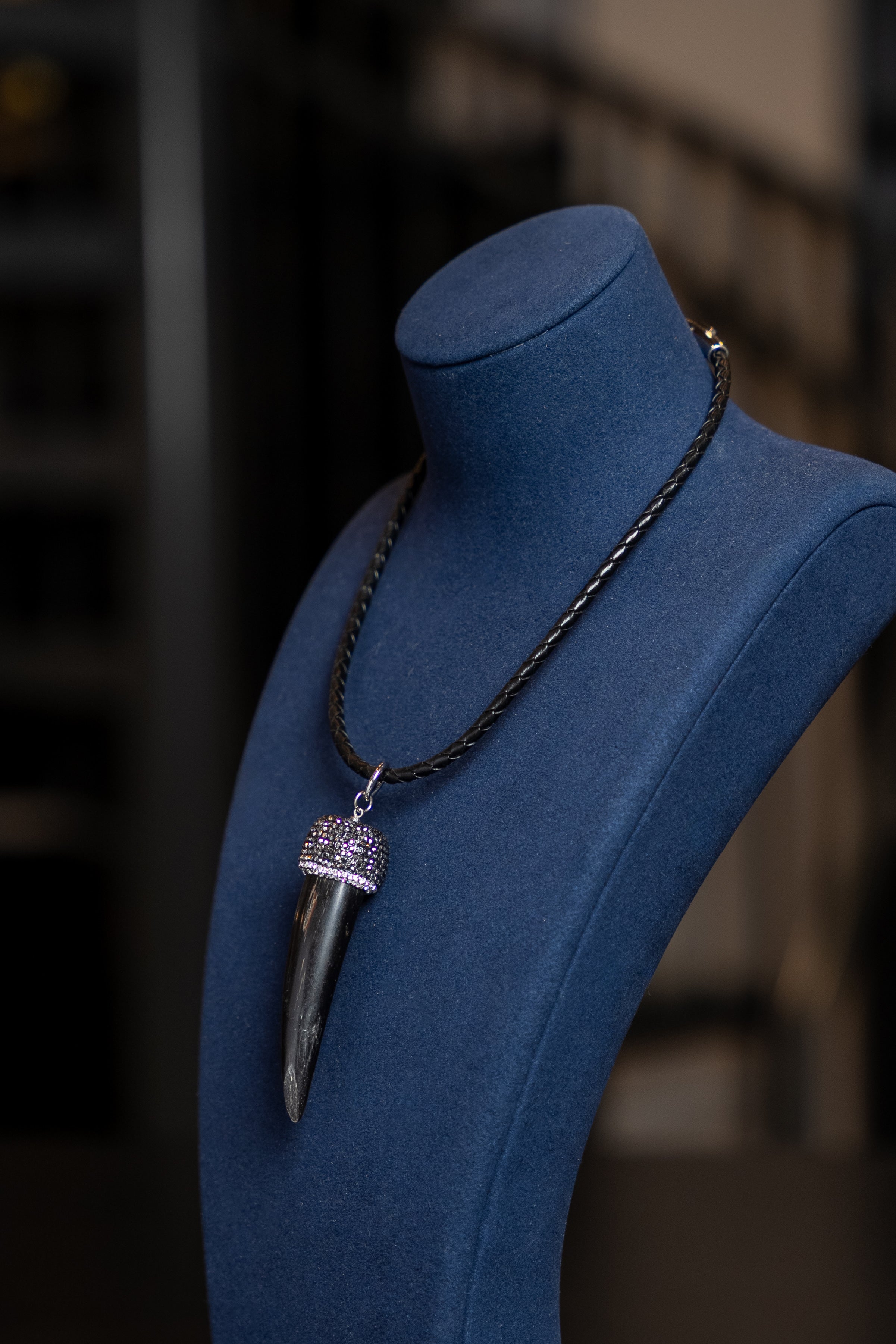 Black Horn Pendant Necklace