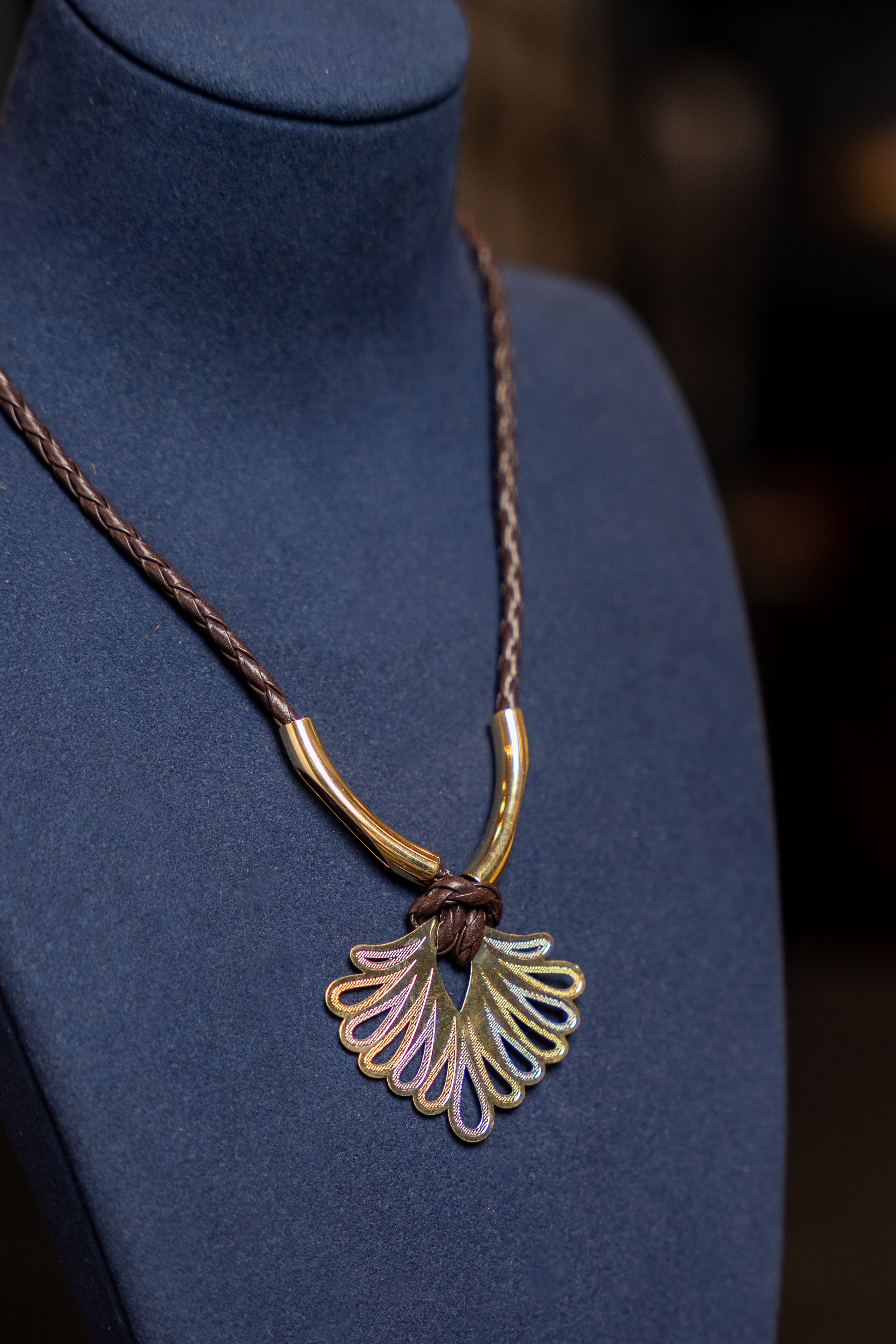 Braided Cord Shell Pendant Necklace