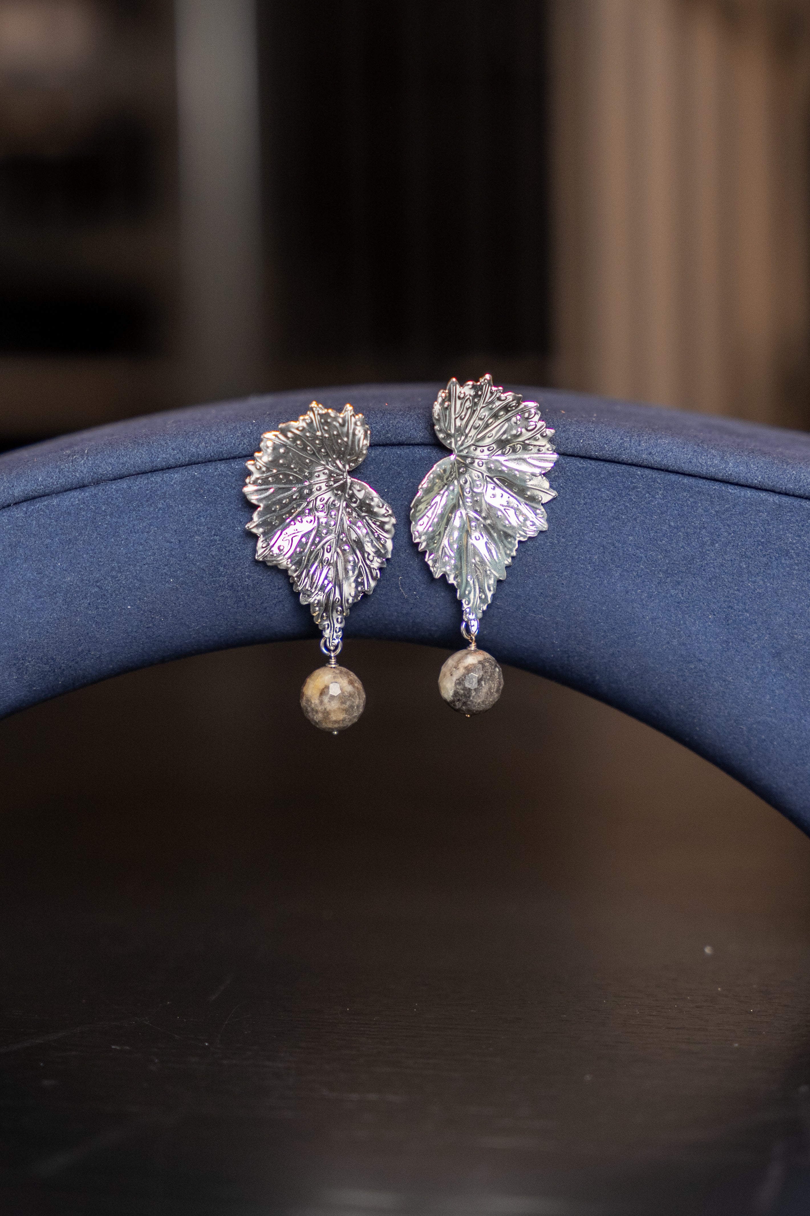 Silver Botanical Drop Earrings