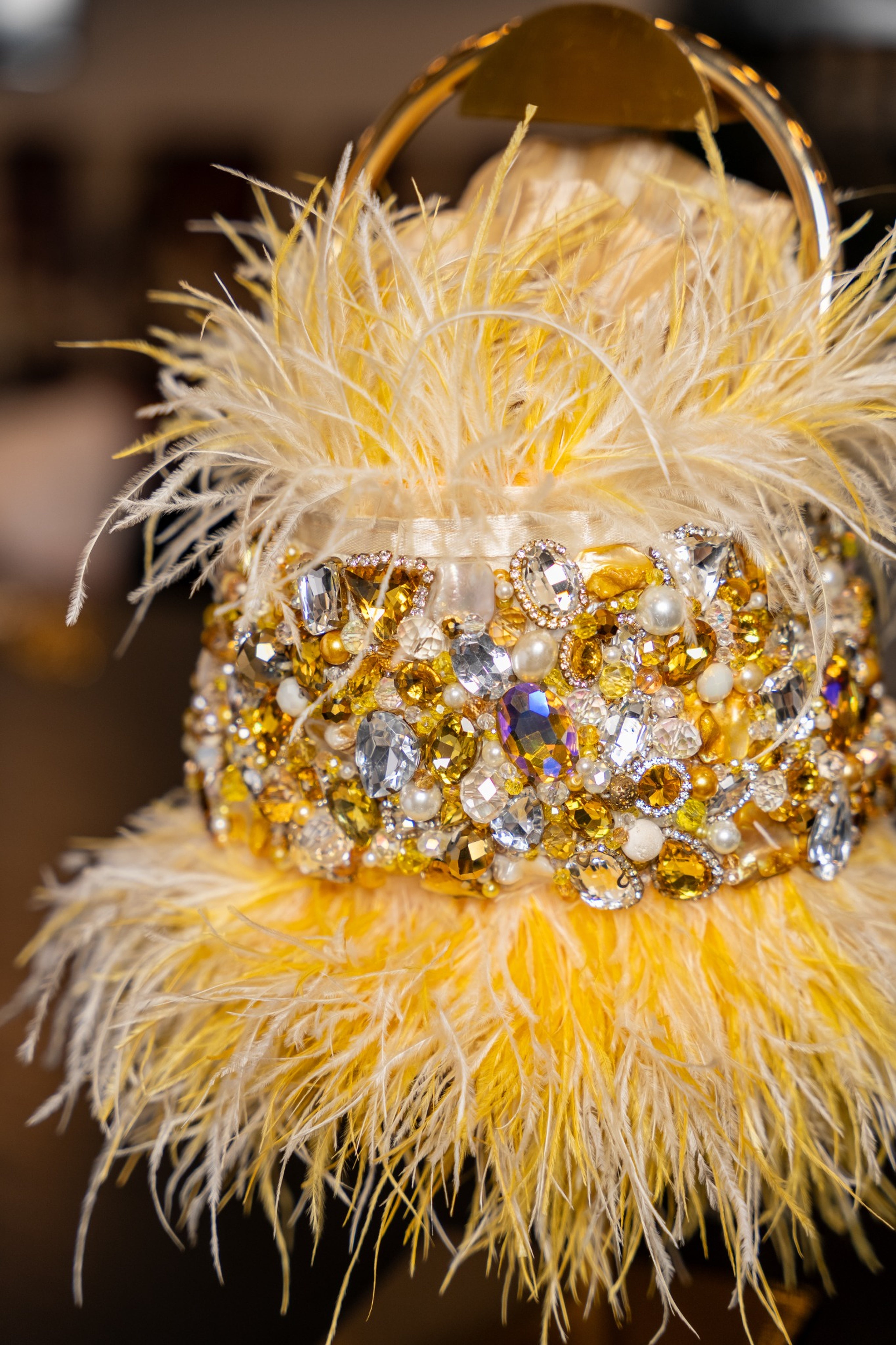 Golden Feather Embellished Mini Bag