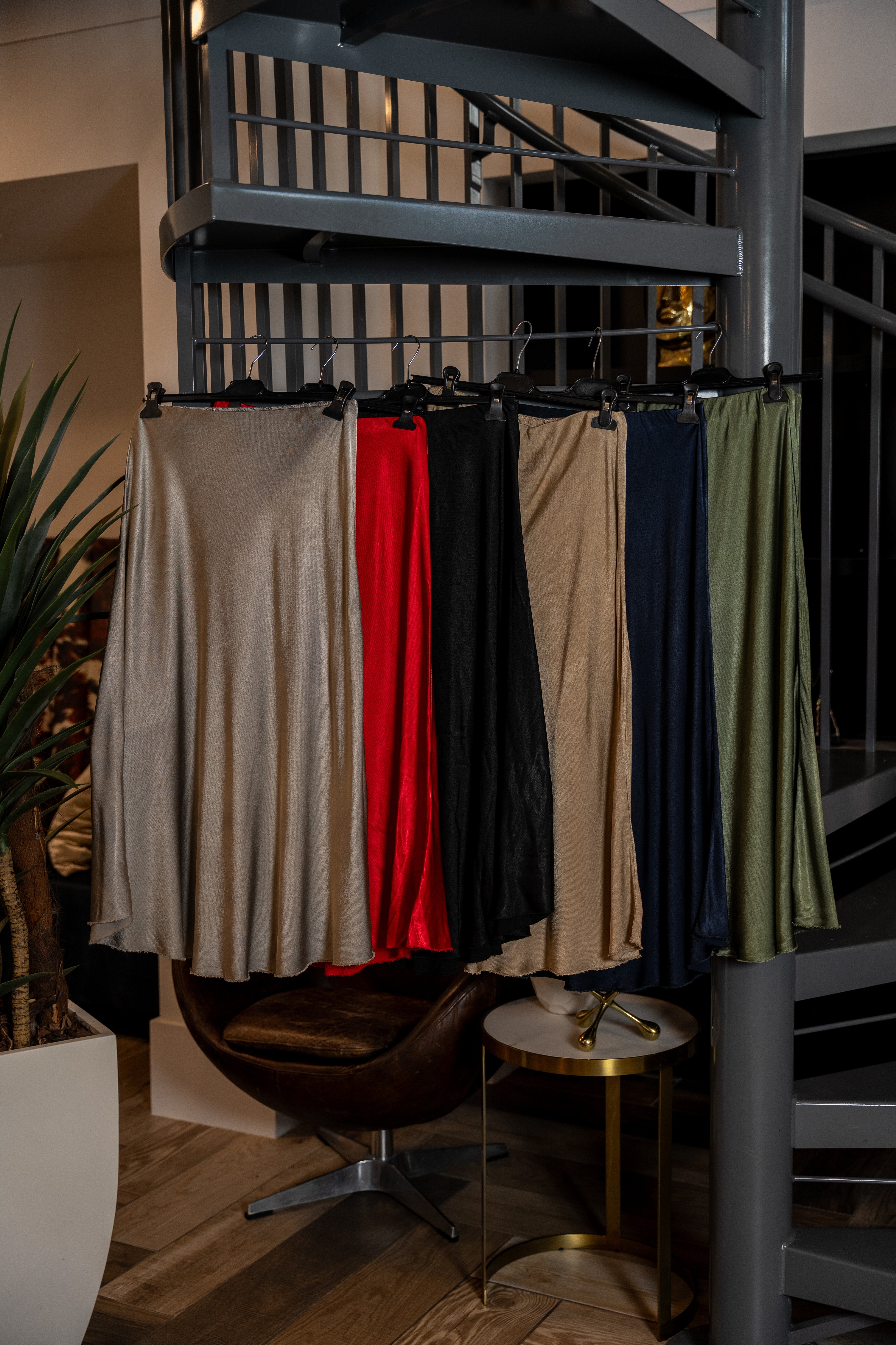 Silky Pull-On Midi Skirt