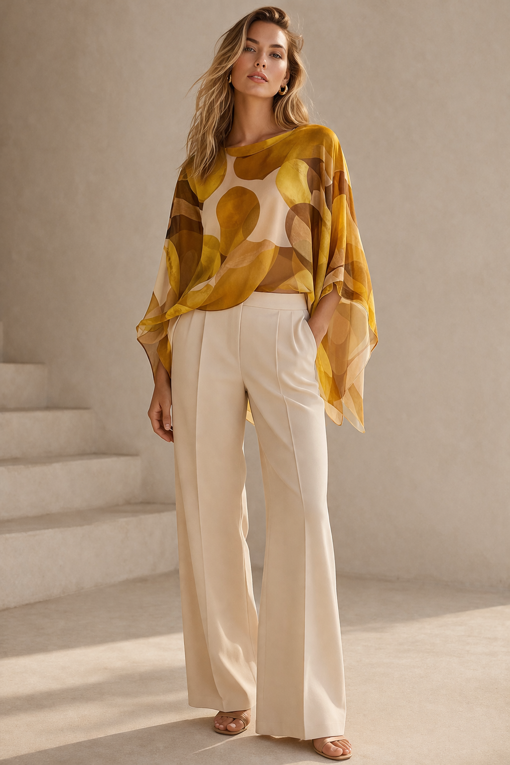 Sheer Circle Print Blouse