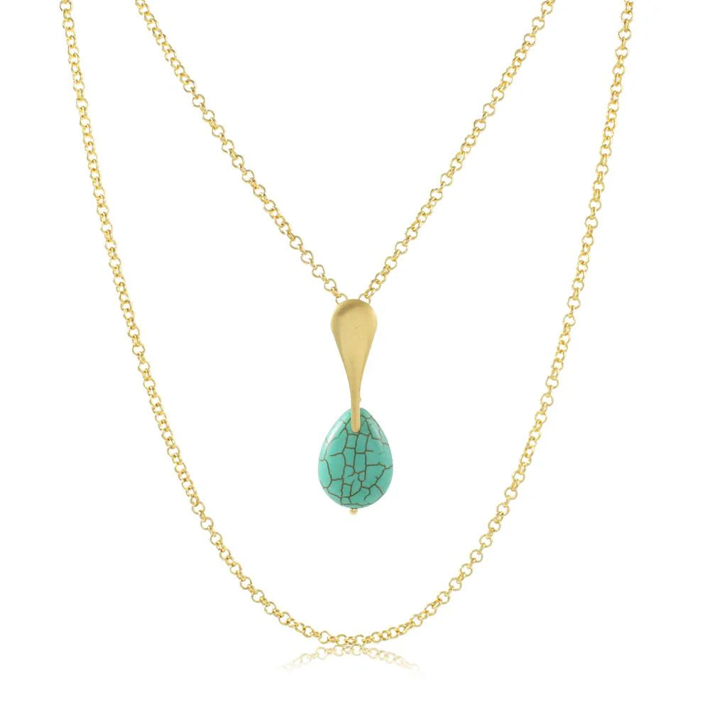 Turquoise Teardrop Double Necklace