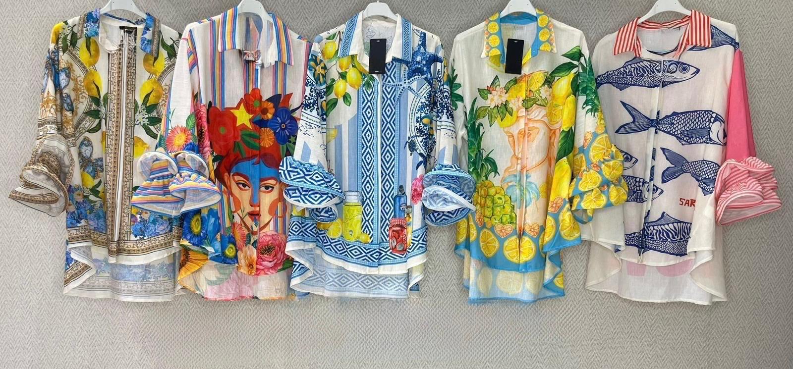 Printed Statement Ruffle Sleeve Shirts
