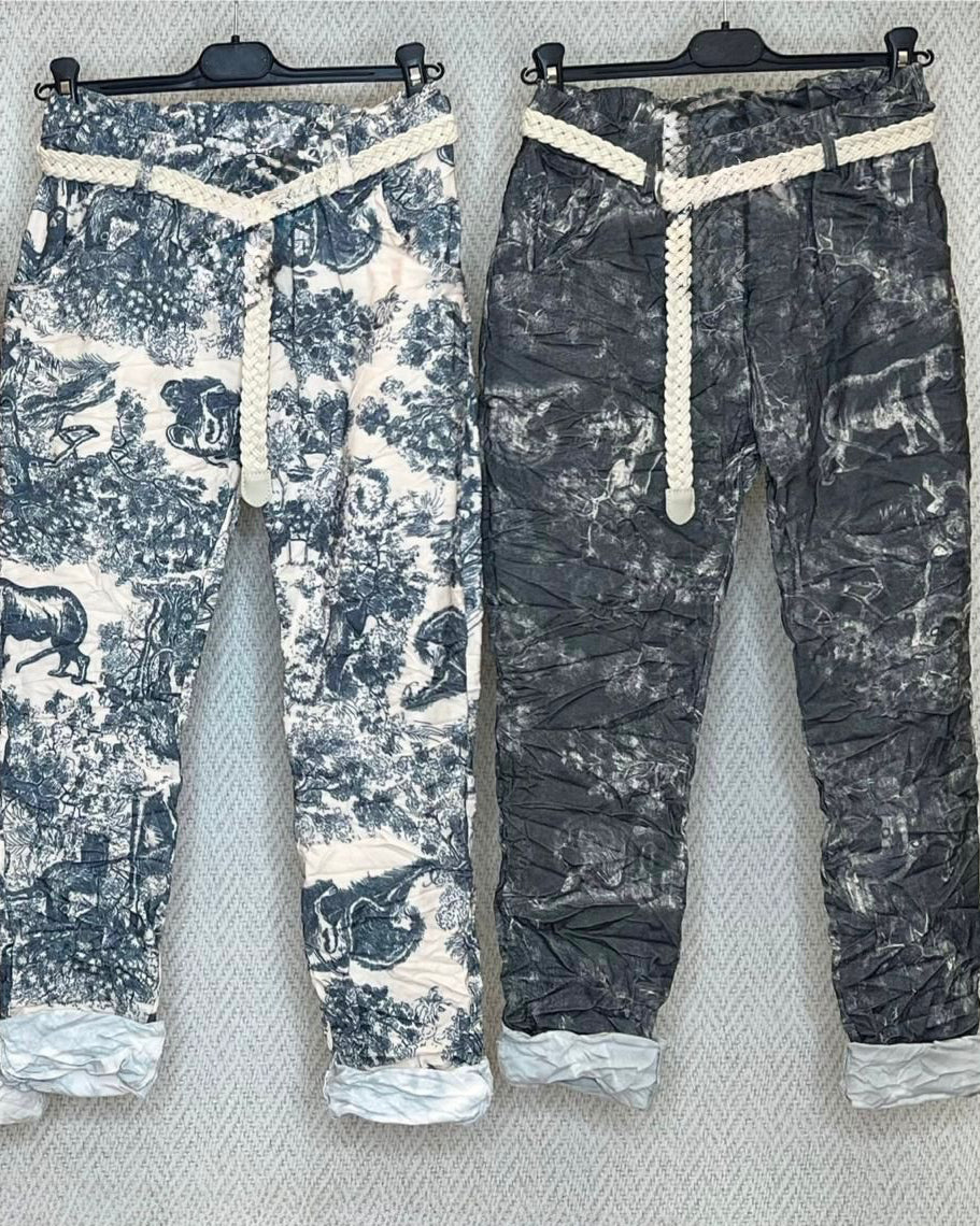 Printed Magic Pants with Belt – Stretchy Comfort & Style
