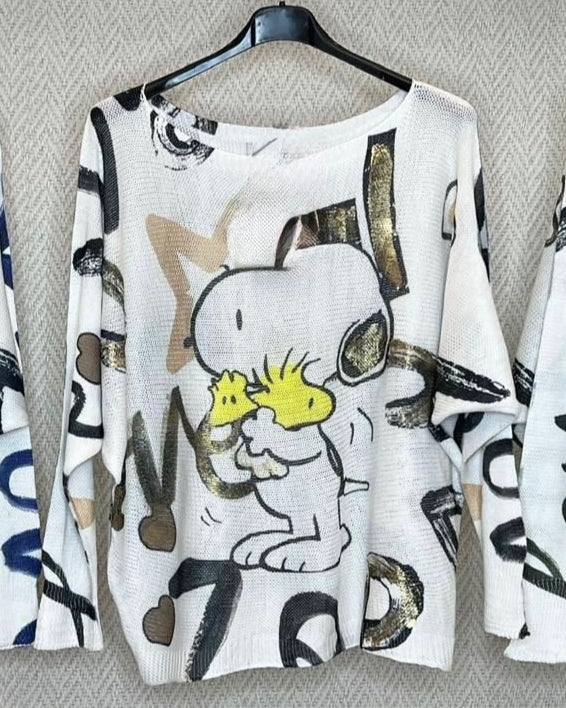 Snoopy & Woodstock Lightweight Sweater – Playful Comfort
